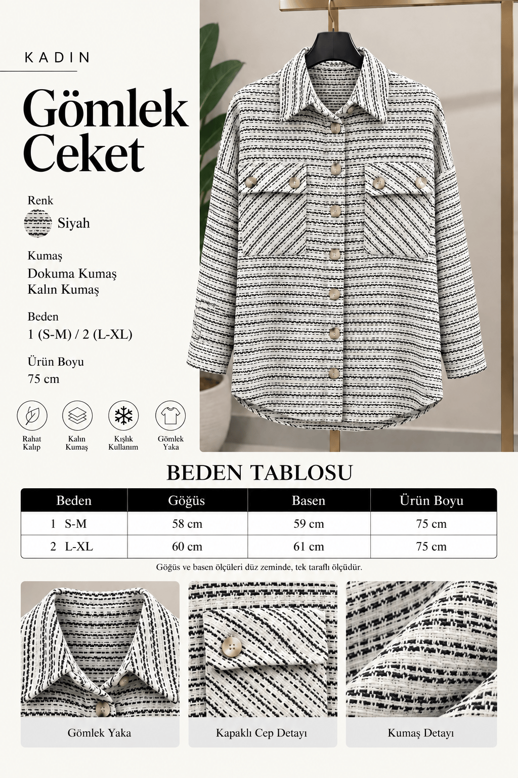 DESENLİ KAŞE GÖMLEK & CEKET17198