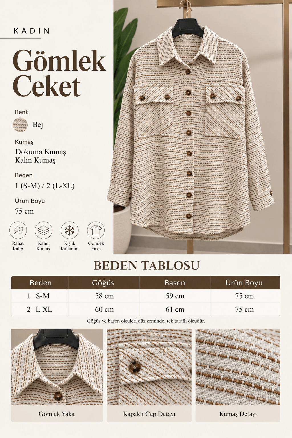 DESENLİ KAŞE GÖMLEK & CEKET17198
