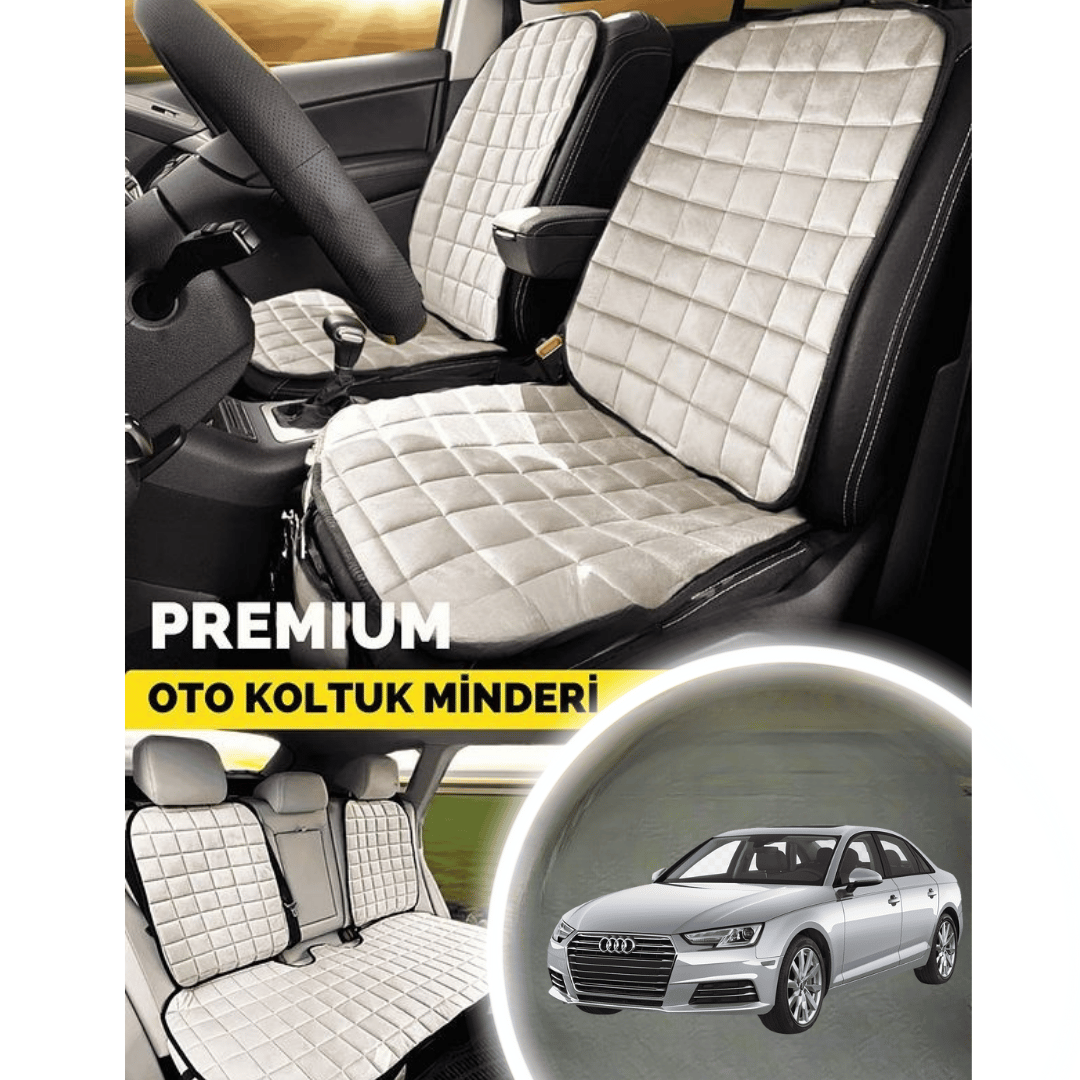 Audi A4 Koltuk Minder Ortopedik Cepli Araç ve Kılıf Seti–Tam Uyumlu,Bej Renk,Konforlu Tasarım