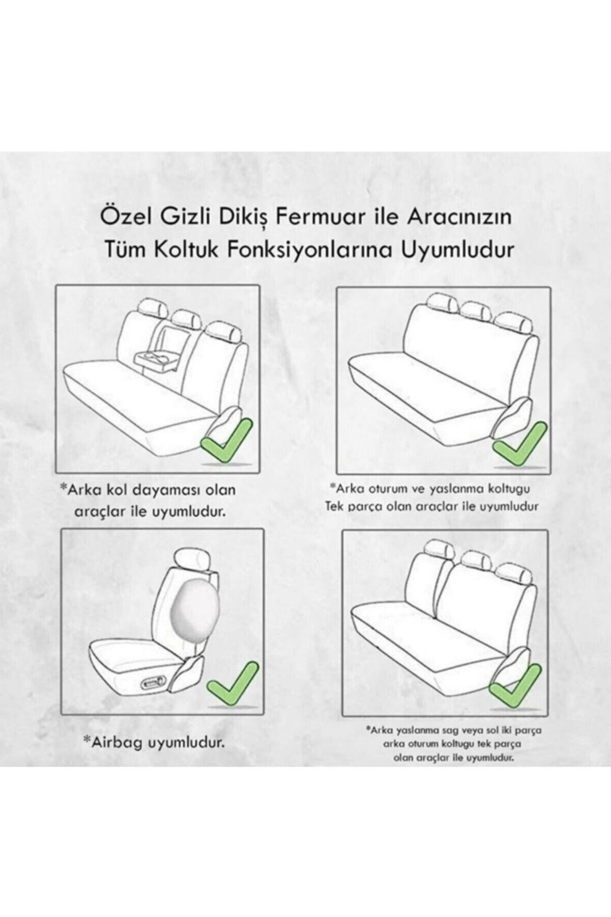 Fiat Albea Koltuk Minder Ortopedik Cepli Araç ve Kılıf Seti–Tam Uyumlu,Siyah Renk