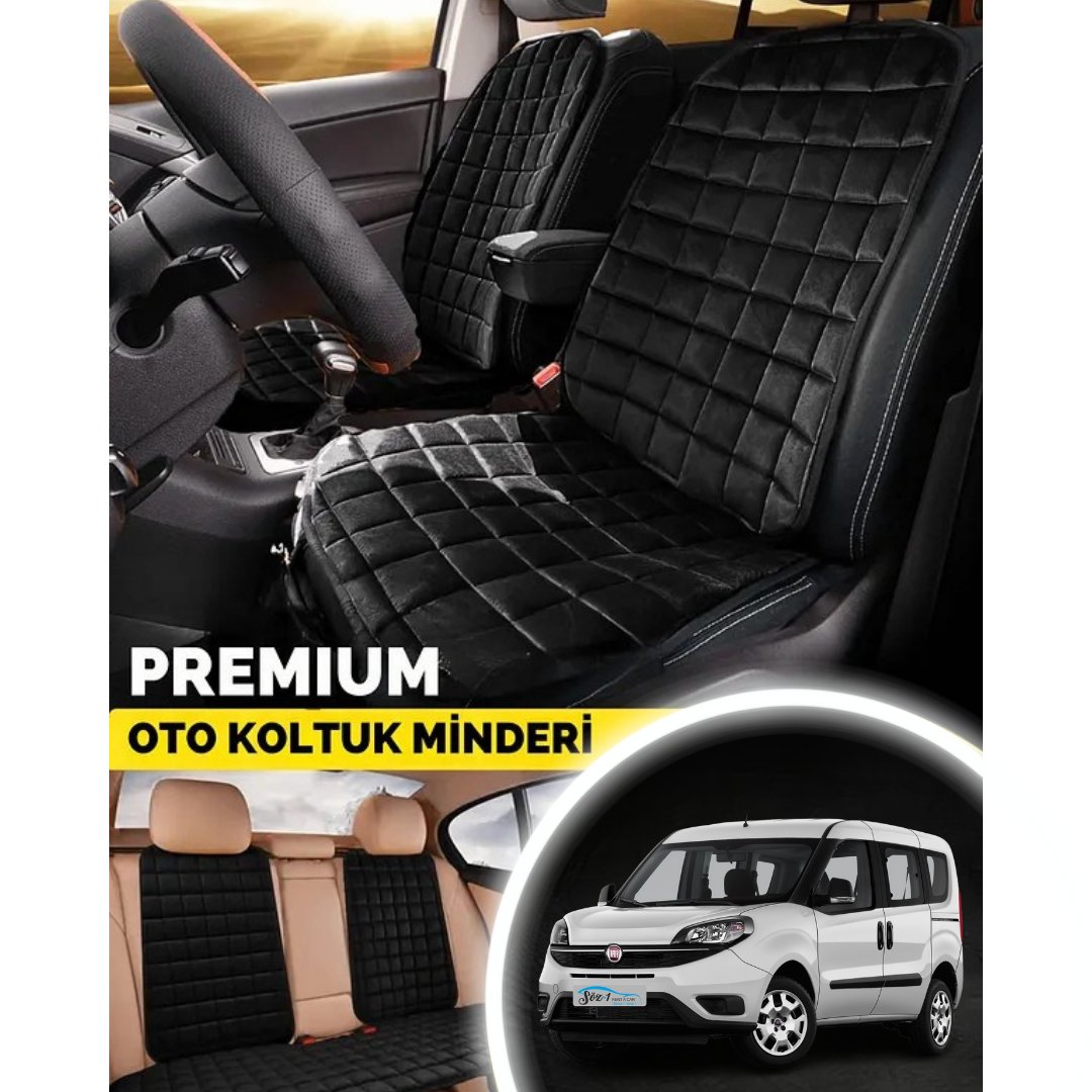 Fiat Doblo Koltuk Minder Ortopedik Cepli Araç ve Kılıf Seti–Tam Uyumlu,Siyah Renk,Konforlu Tasarım