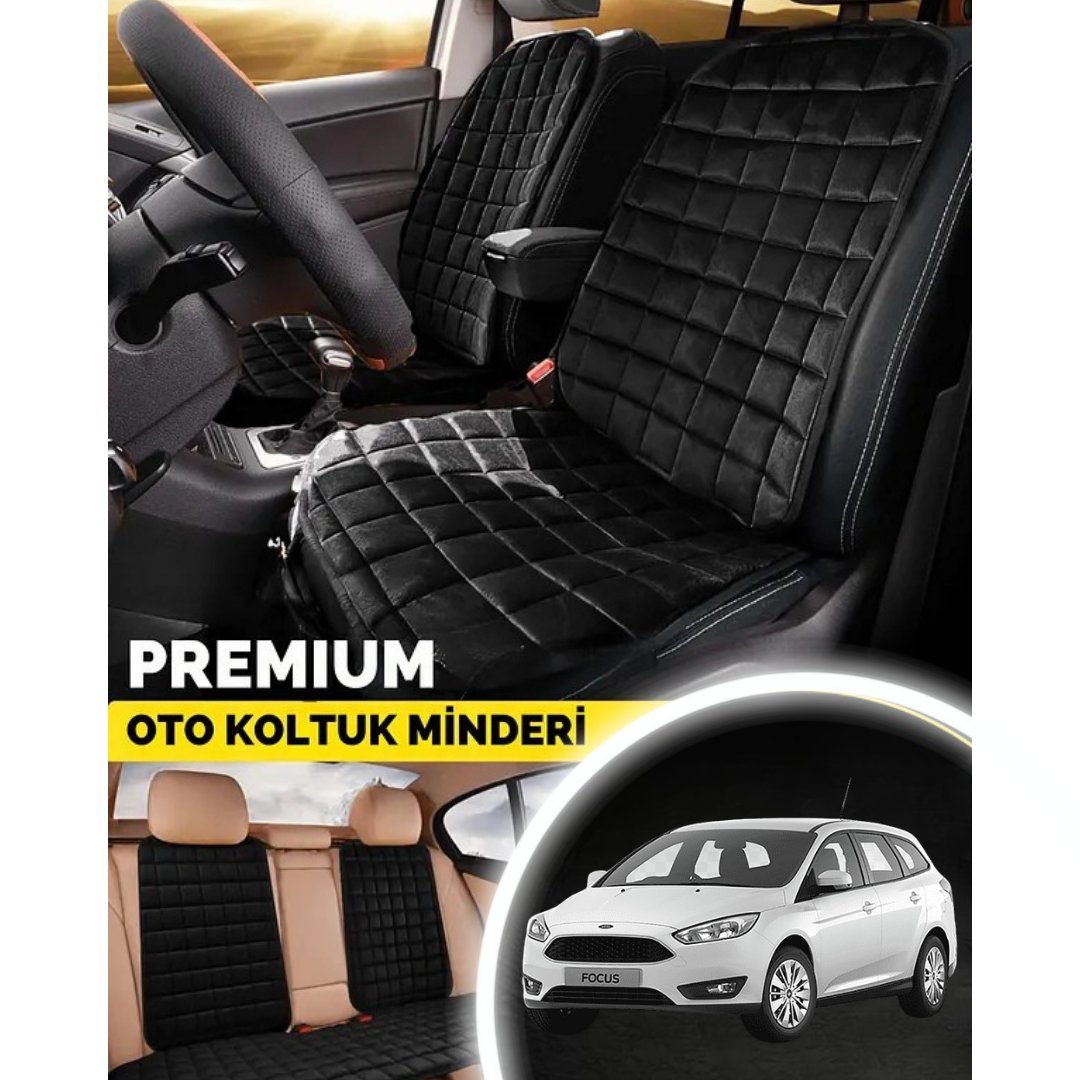 Ford Focus 2  Koltuk Minder Ortopedik Cepli Araç ve Kılıf Seti–Tam Uyumlu,Siyah Renk