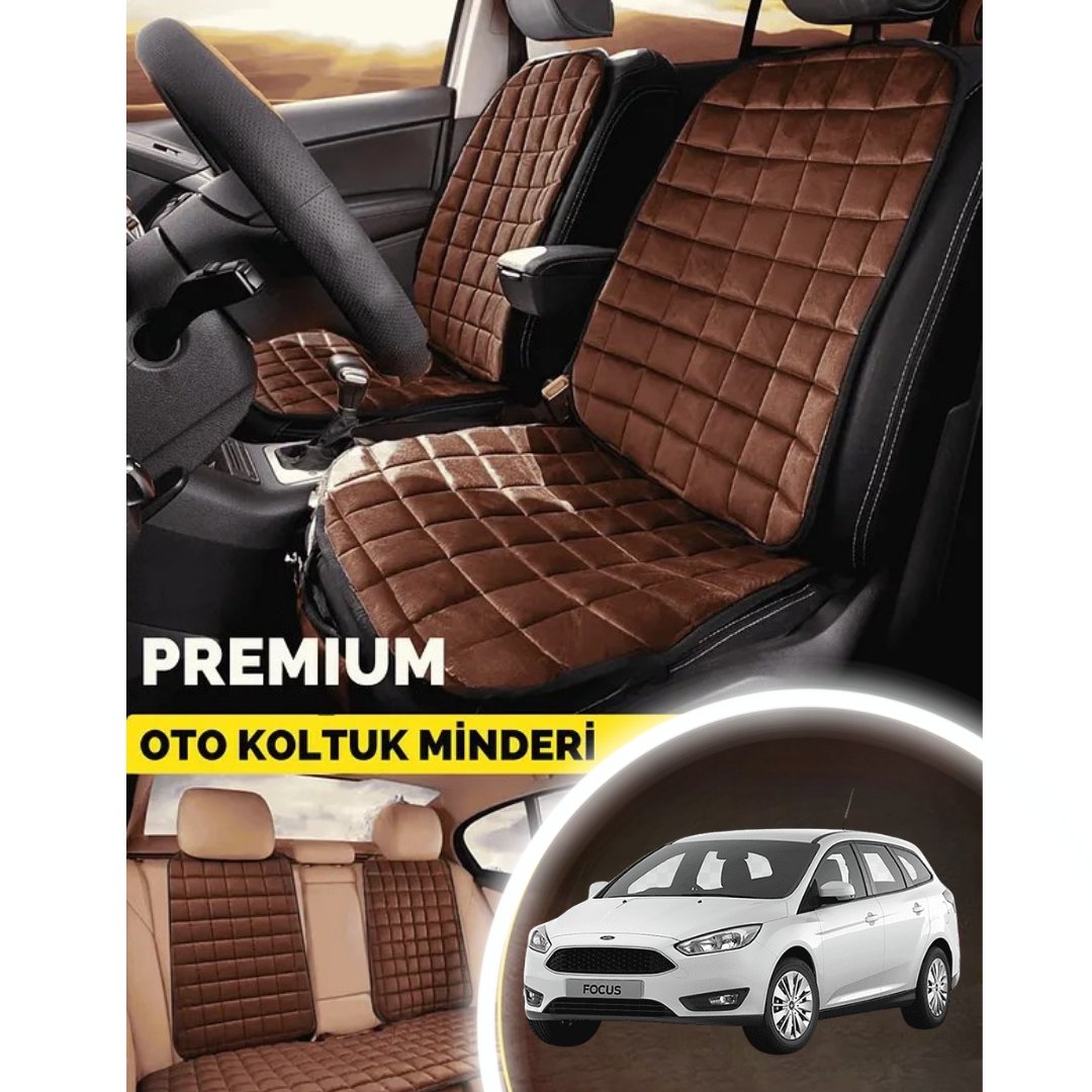 Ford Focus 2 Koltuk Minderi Ortopedik Cepli Araç Kılıf Seti – Tam Uyumlu,Taba Renk