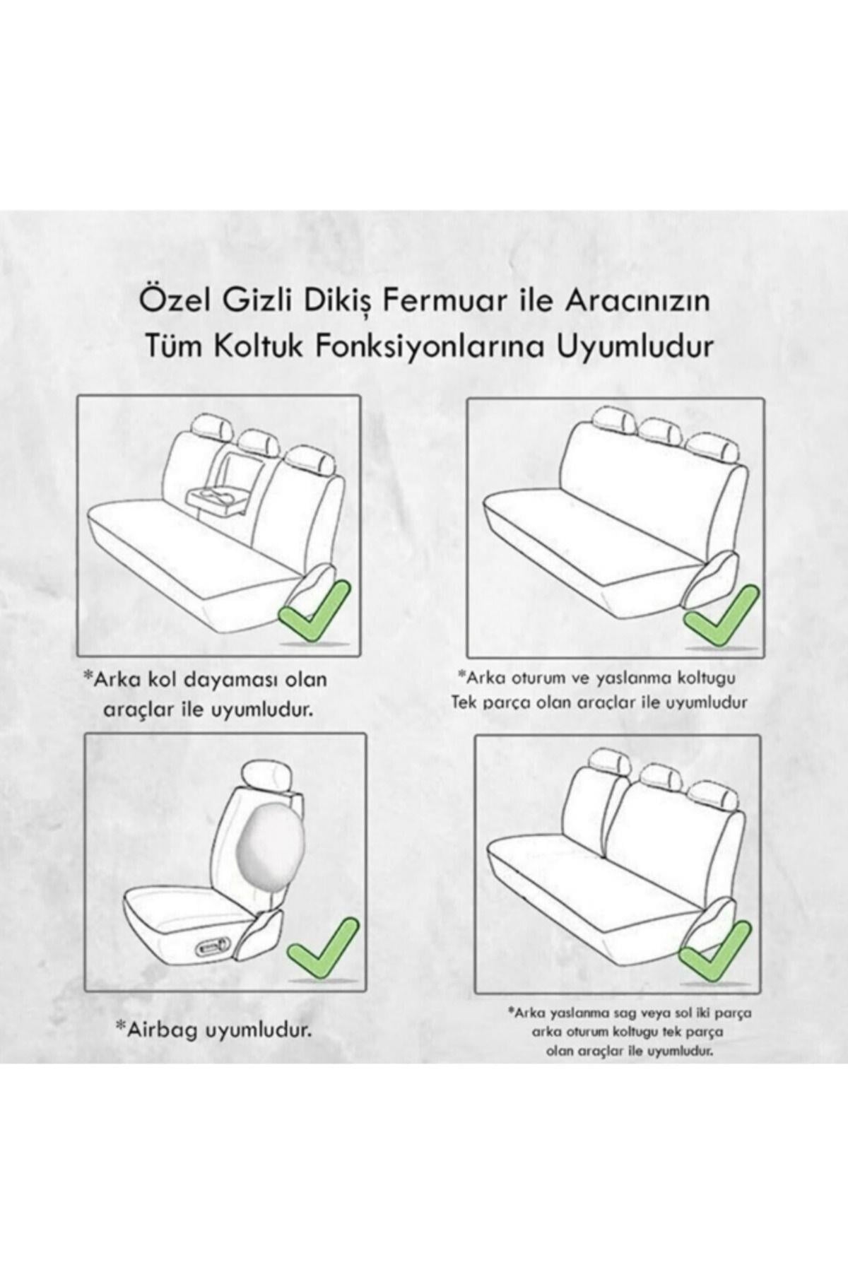 Ford Focus 2 Minder Ortopedik Cepli Araç ve Kılıf Seti–Tam Uyumlu,Antrasit Renk,Konforlu Tasarım