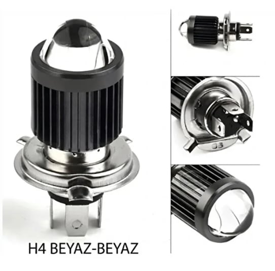 Golf MK2 1984-1992 H4 LED Far Ampulü Beyaz Işık Canbus Mini Lensli 2'li Set