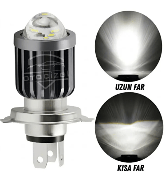 Golf MK2 1984-1992 H4 LED Far Ampulü Beyaz Işık Canbus Mini Lensli 2'li Set