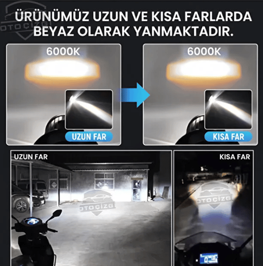 Golf MK2 1984-1992 H4 LED Far Ampulü Beyaz Işık Canbus Mini Lensli 2'li Set