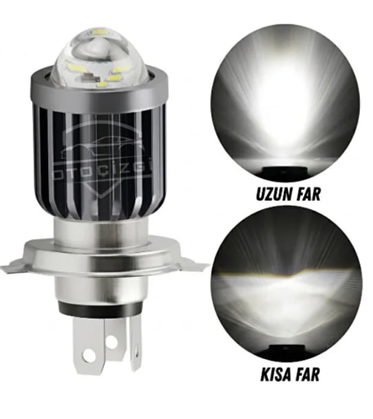 Golf MK3 1992-1997 H4 LED Far Ampulü Beyaz Işık Canbus Mini Lensli 2'li Set
