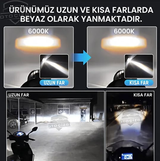 Golf MK3 1992-1997 H4 LED Far Ampulü Beyaz Işık Canbus Mini Lensli 2'li Set