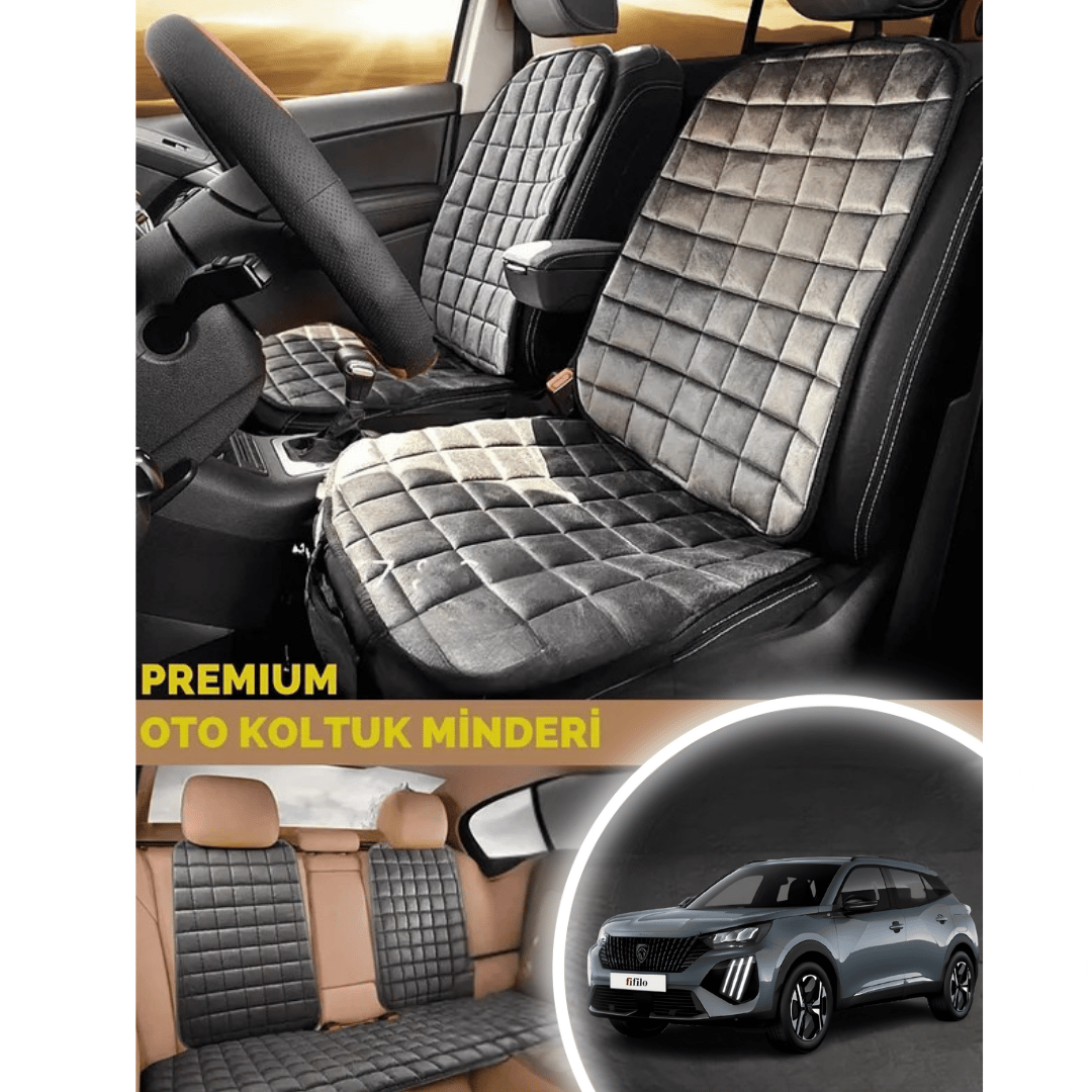 Peugeot 2008 Koltuk Minderi Ortopedik Cepli Araç  ve Kılıf Seti – Tam Uyumlu, Antrasit Renk, Konforlu Tasarım
