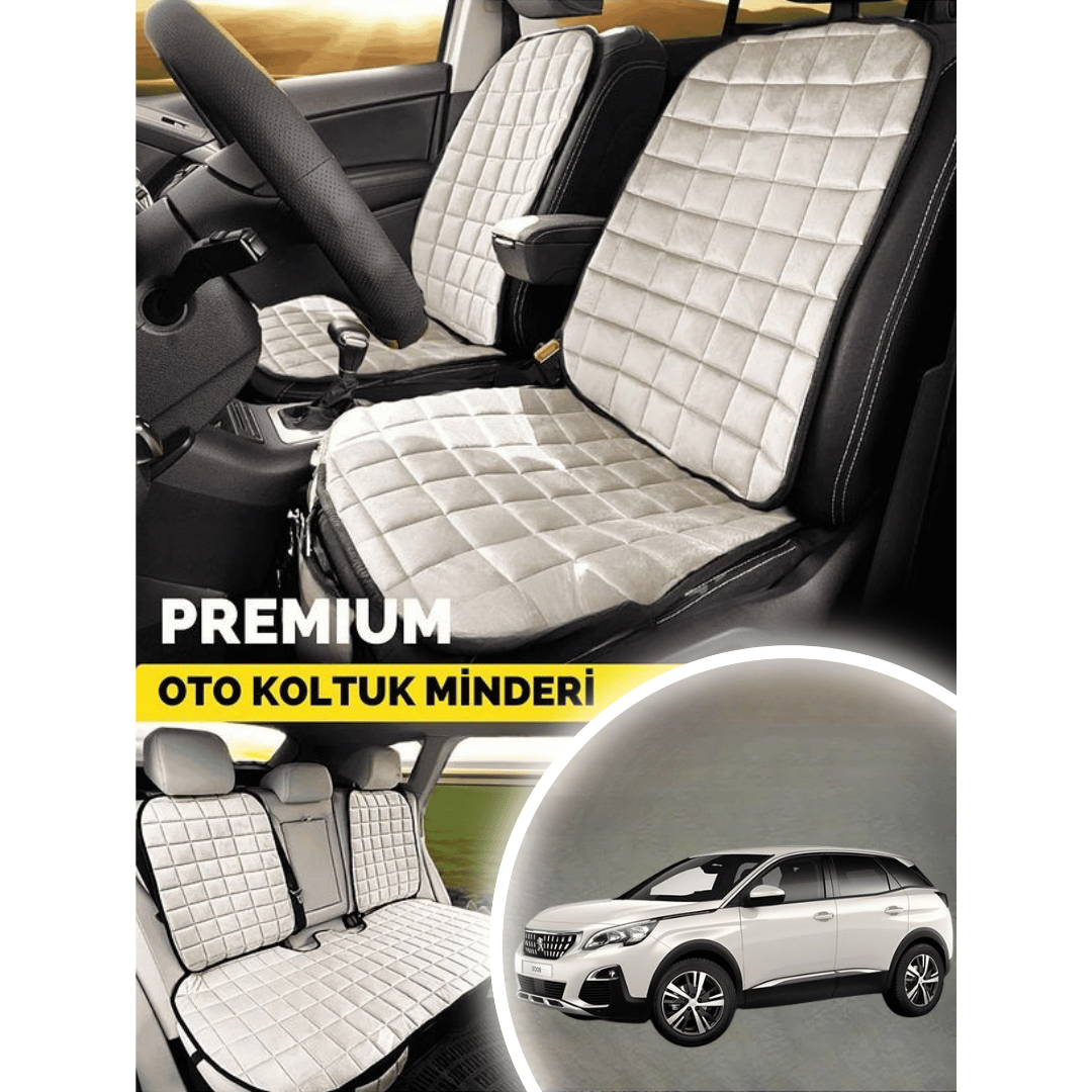 Peugeot 3008 Koltuk Minderi Ortopedik Cepli Araç  ve Kılıf Seti – Tam Uyumlu, Bej Renk, Konforlu Tasarım
