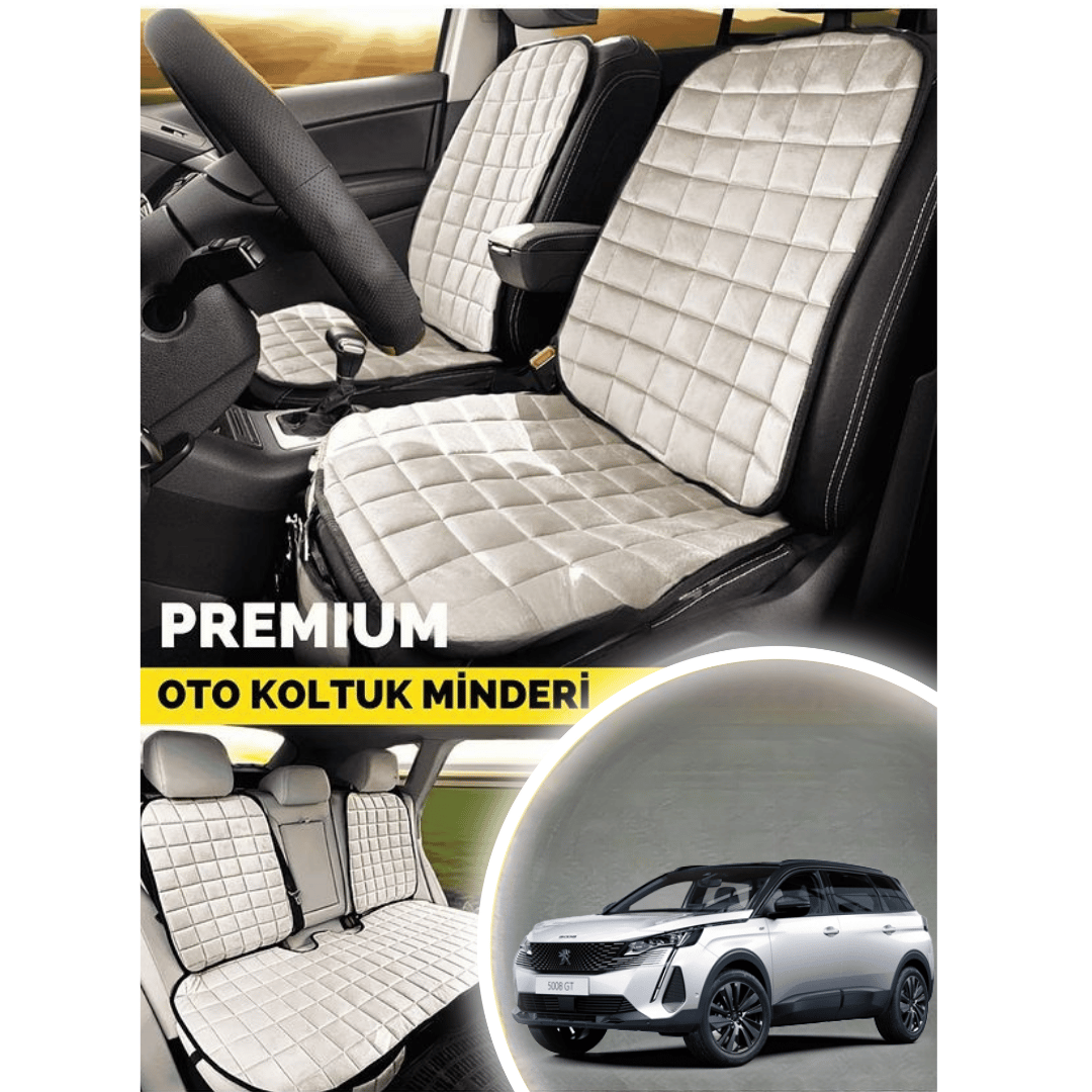 Peugeot 5008 Koltuk Minderi Ortopedik Cepli Araç  ve Kılıf Seti – Tam Uyumlu, Bej Renk, Konforlu Tasarım