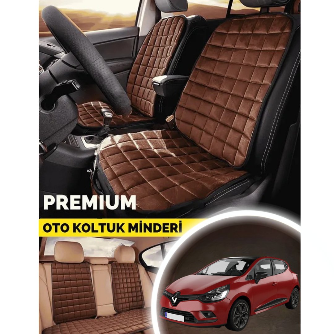 Renault Clio 4 Koltuk Minder Ortopedik Cepli Araç ve Kılıf Seti–Tam Uyumlu,Taba Renk,Konforlu Tasarım