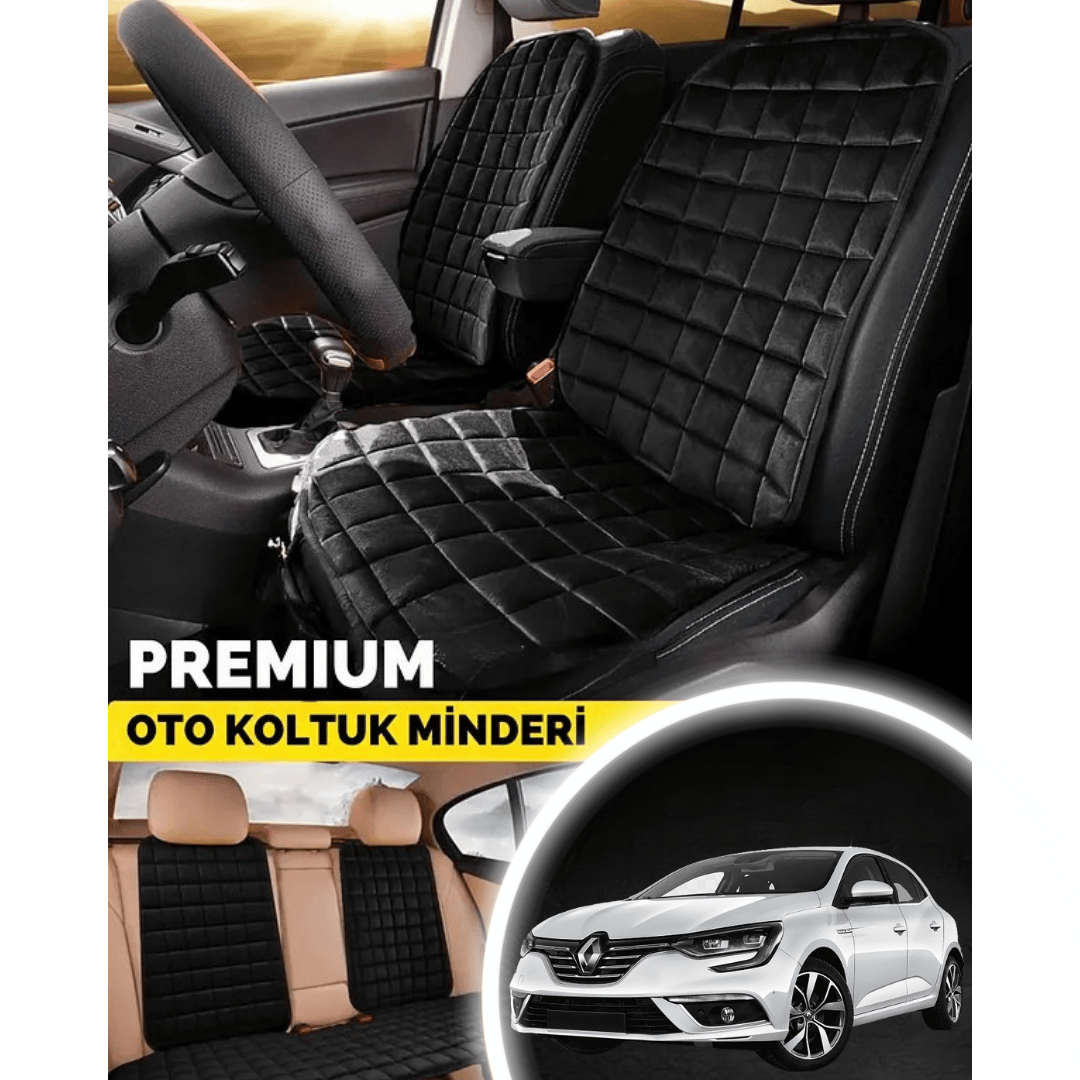 Renault Megane 4 Koltuk Minderi Ortopedik Cepli Araç  ve Kılıf Seti – Tam Uyumlu, Siyah Renk, Konforlu Tasarım