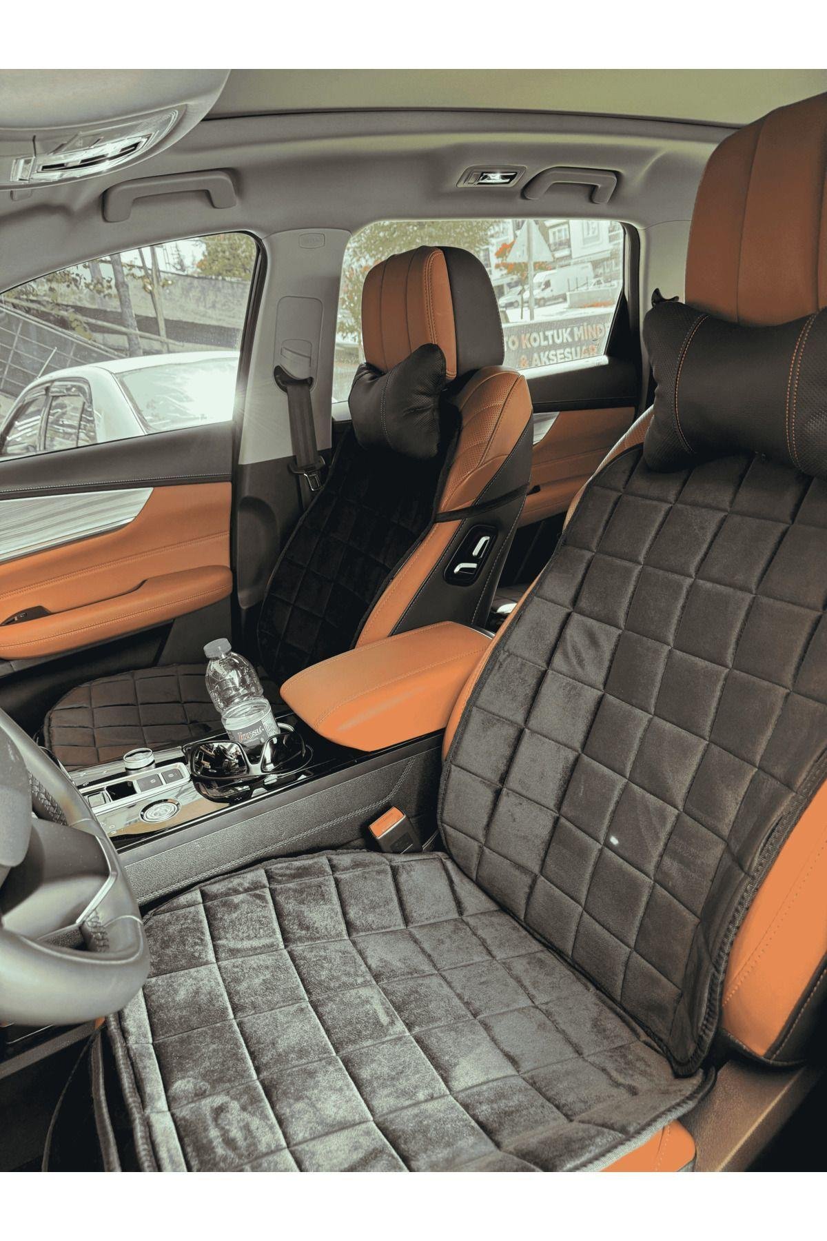 T-Roc Koltuk Minder Ortopedik Cepli Araç ve Kılıf Seti–Tam Uyumlu,Antrasit Renk,Konforlu Tasarım