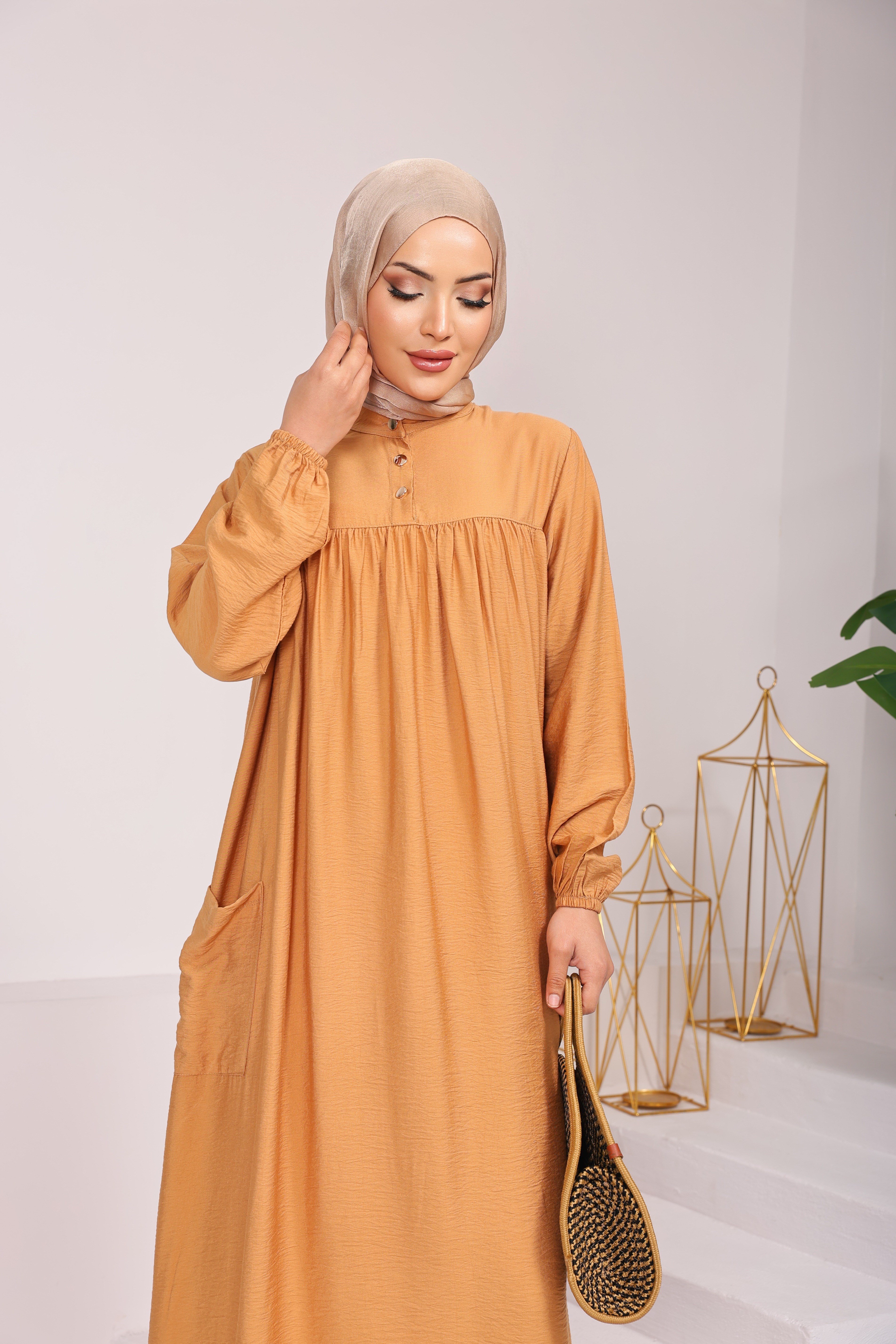 0281  BATTAL BEDEN MODAL KUMAŞ ELBİSE FERACE TABA 