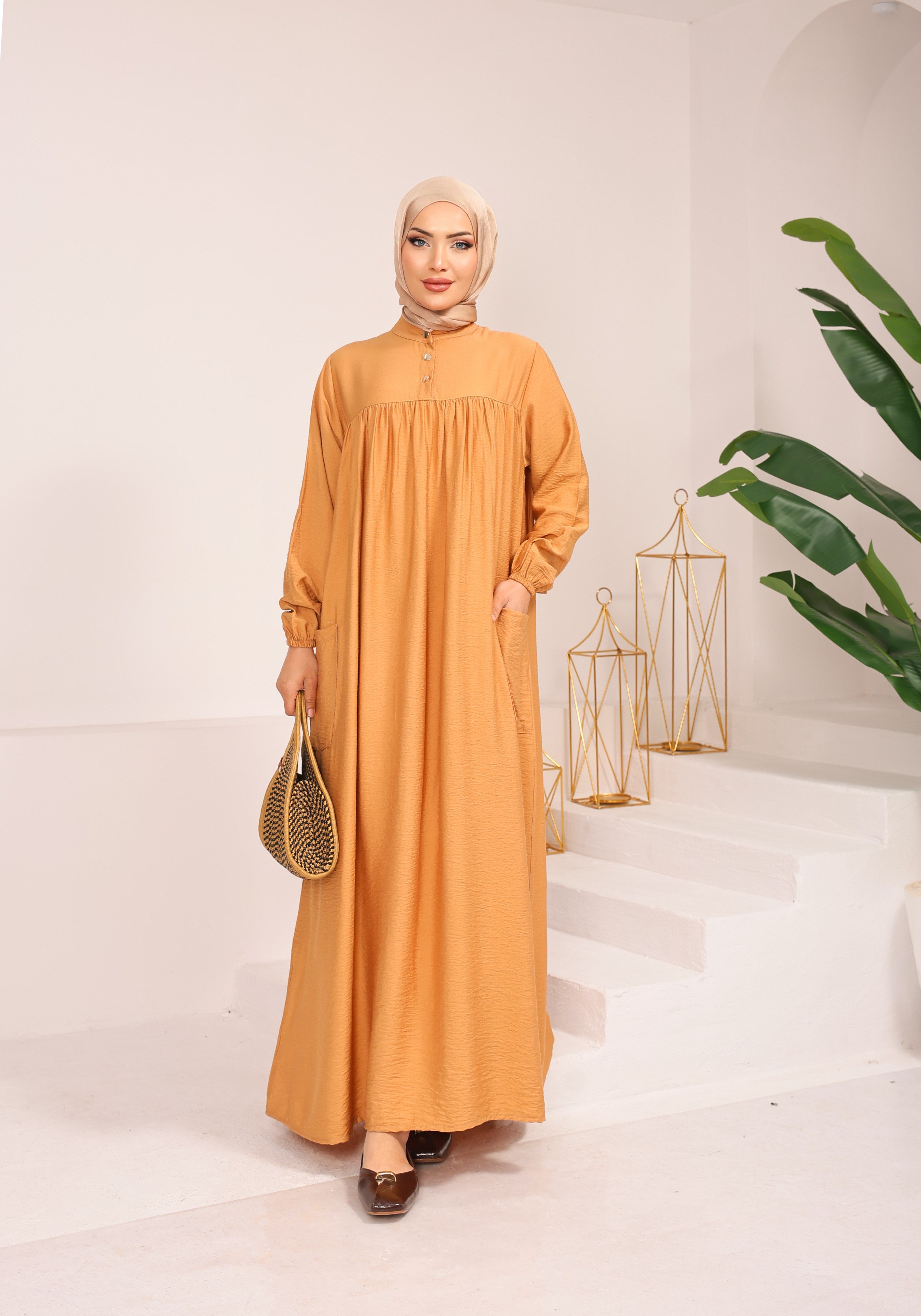 0281  BATTAL BEDEN MODAL KUMAŞ ELBİSE FERACE TABA 