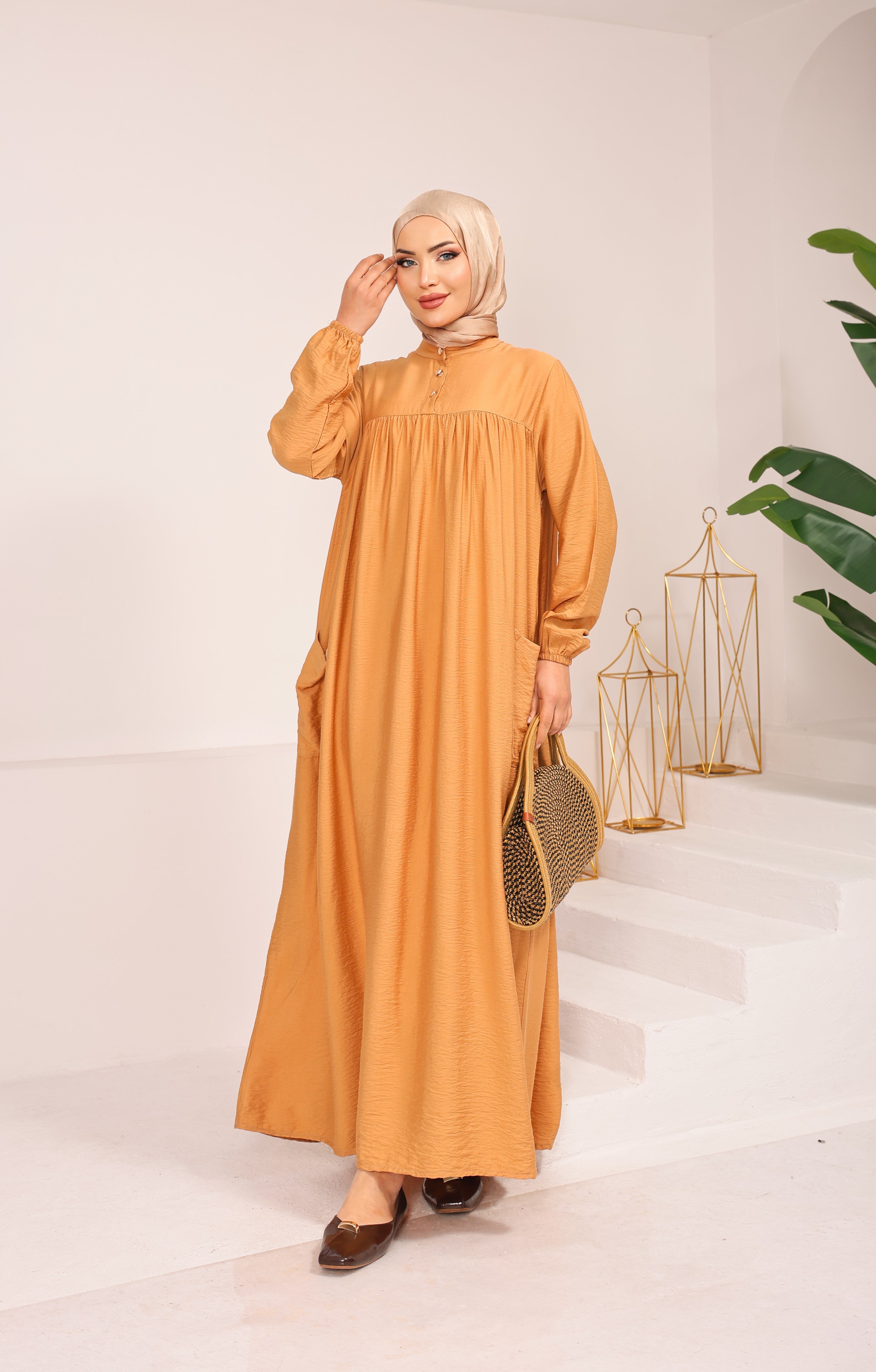 0281  BATTAL BEDEN MODAL KUMAŞ ELBİSE FERACE TABA 