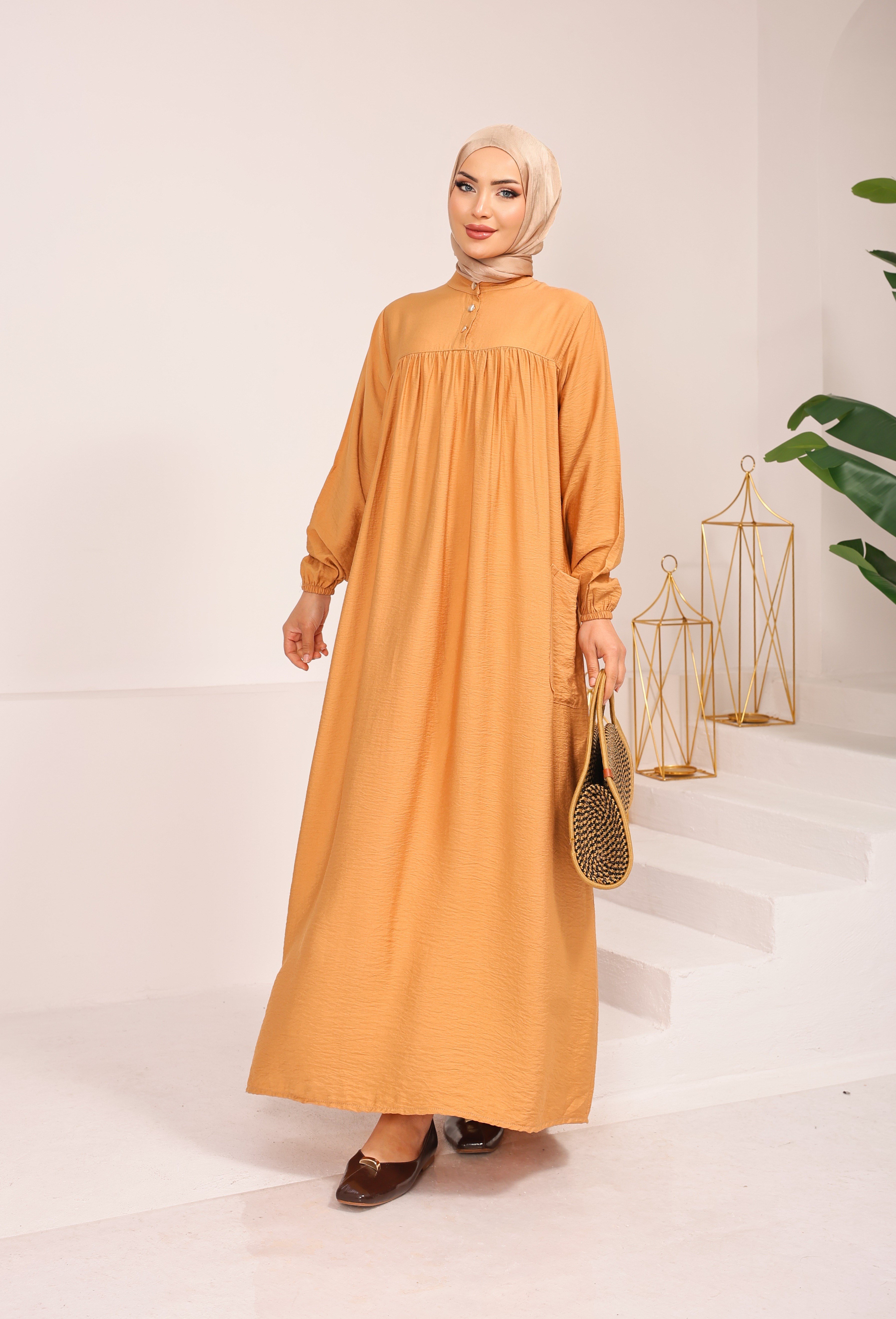 0281  BATTAL BEDEN MODAL KUMAŞ ELBİSE FERACE TABA 