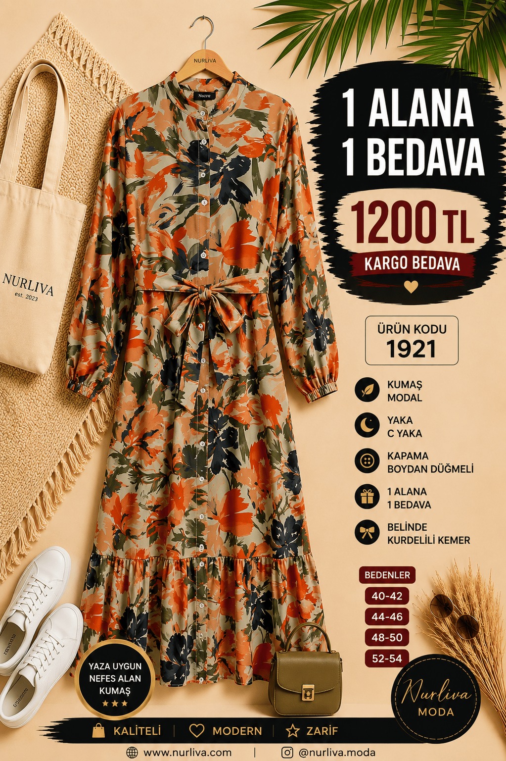 1 ALANA 1 BEDAVA 1200 TL KARGO BEDAVA MODAL KUMAŞ BOYDAN DÜĞMELİ SEYYAR KEMERLİ ELBİSE ÇOK RENKLİ 13
