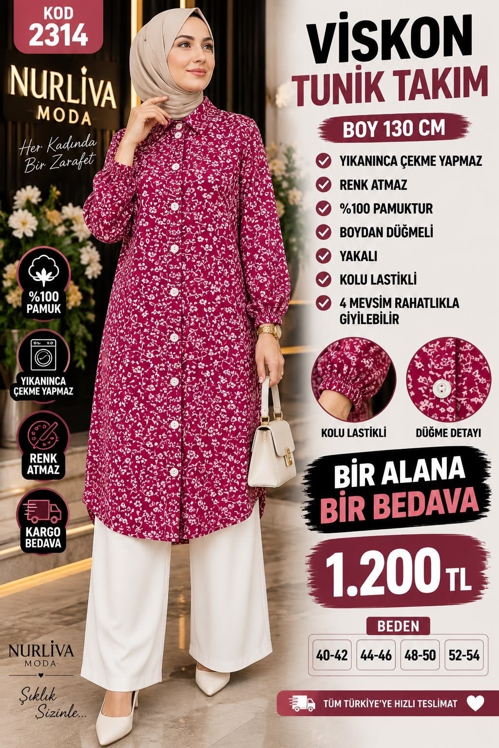 1 ALANA  1 BEDAVA 1200 TL KARGO BEDAVA VİSKON KUMAŞ ÇİÇEK DESENLİ TAKIM  PEMBE 