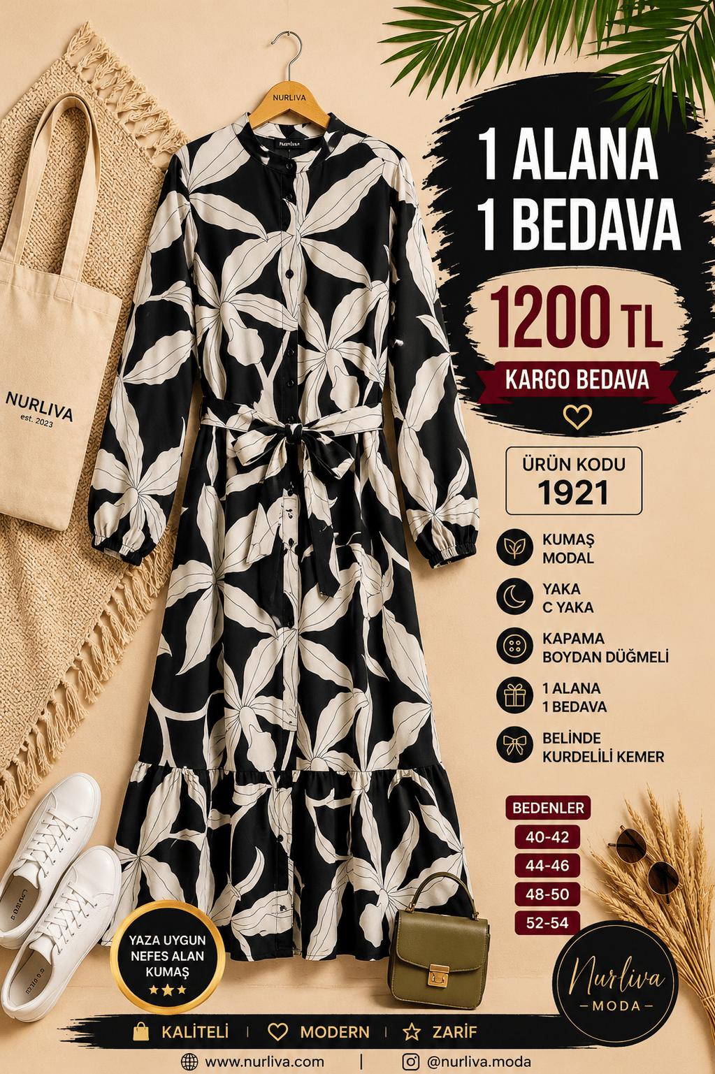 1 ALANA 1 BEDAVA 1200 TL KARGO BEDAVA MODAL KUMAŞ BOYDAN DÜĞMELİ SEYYAR KEMERLİ ELBİSE ÇOK RENKLİ 7