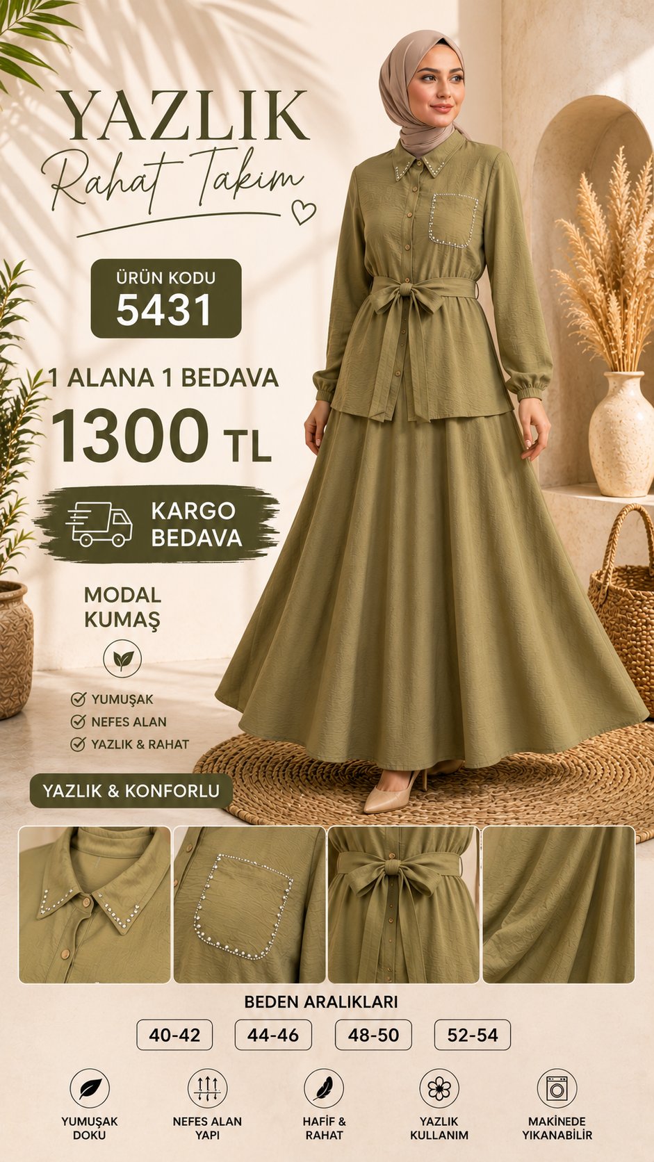 1 ALANA 1 BEDAVA 1300 TL KARGO BEDAVA TAŞ İŞLEMELİ CEP DETAYLI BOYDAN DÜĞMELİ GÖMLEK TAKIM YEŞİL   