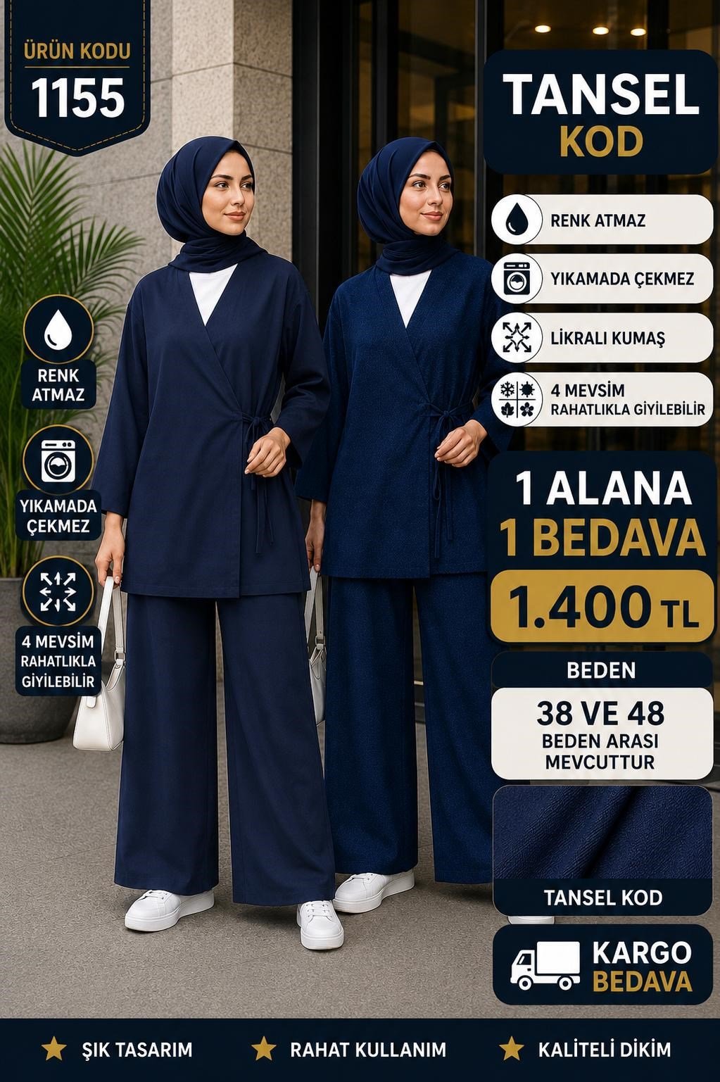 1 ALANA 1 BEDAVA 1400 TL KARGO BEDAVA KOT TAKIM 
