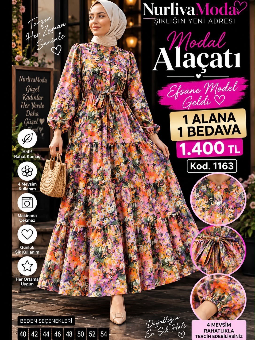 1 ALANA 1 BEDAVA 1400 TL KARGO BEDAVA ALAÇATI BEMOLDEN BAĞLAMALI ELBİSE  TURUNCU 