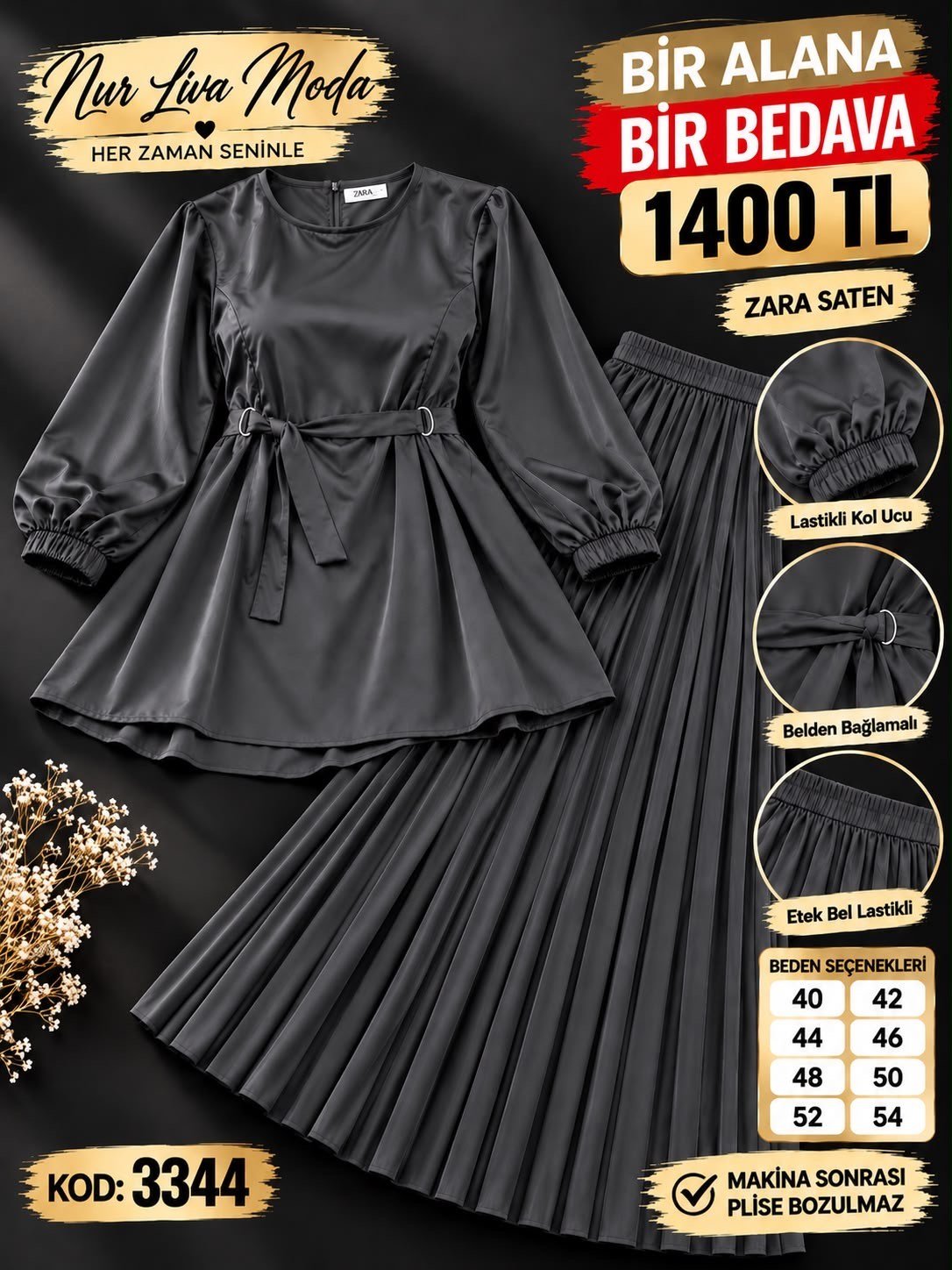 1 ALANA 1 BEDAVA 1400 TL KARGO BEDAVA ETEKLİ TAKIM FÜME 