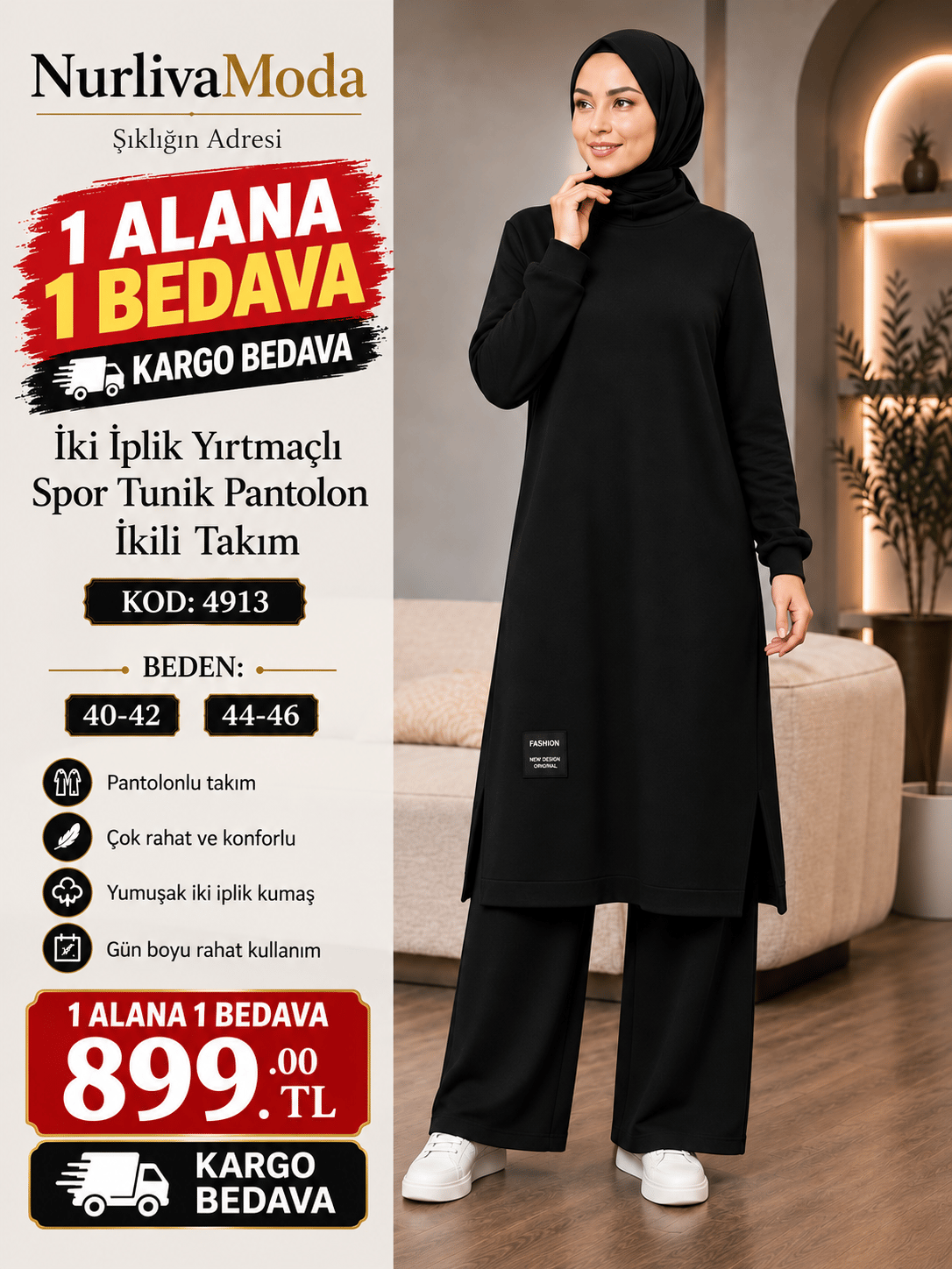 İKİ İPLİK ARMALI TAKIM SİYAH