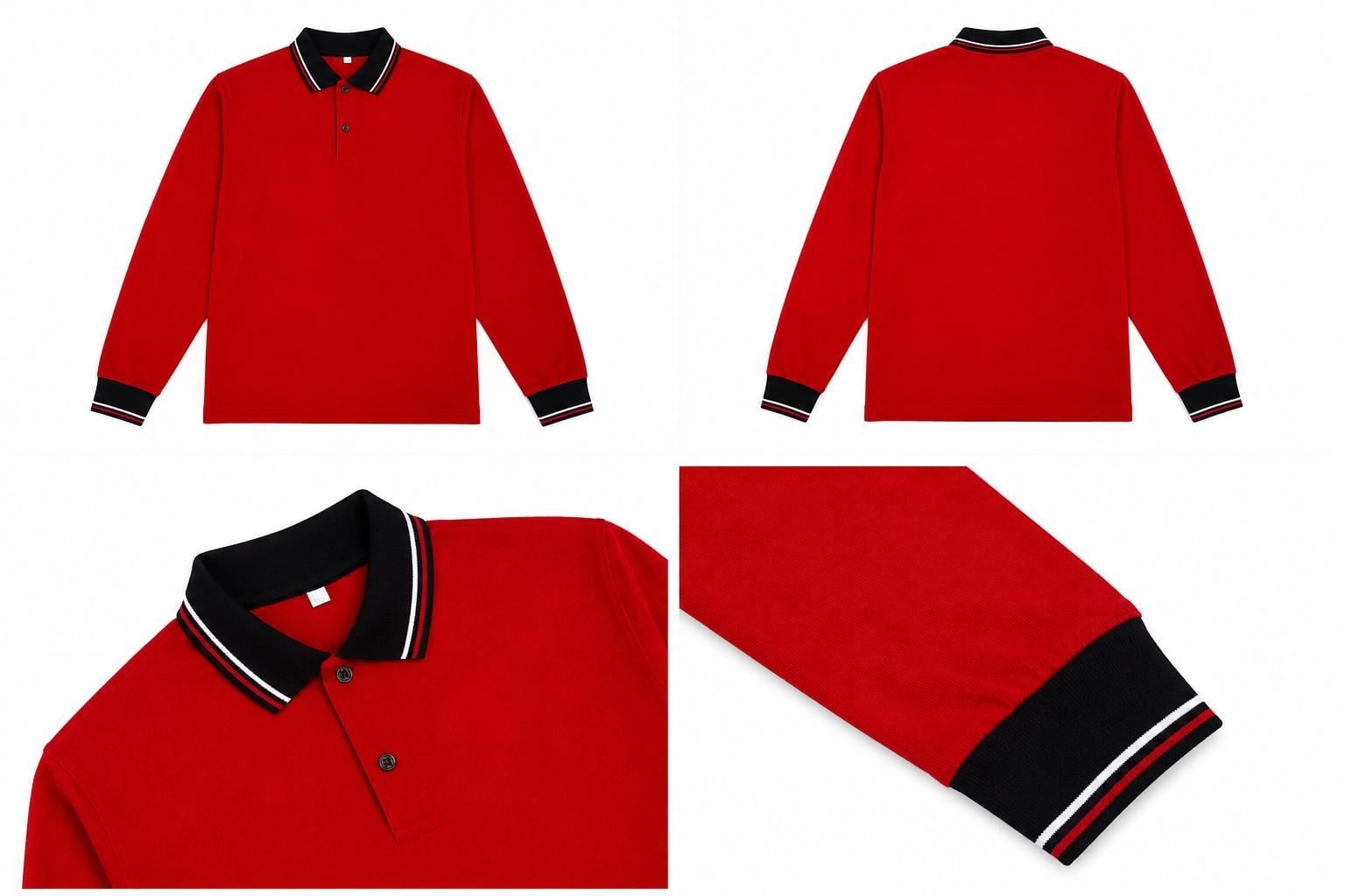 Çocuk Pamuklu Yumuşak Dokulu Polo Yaka Kırmızı Sweatshirt