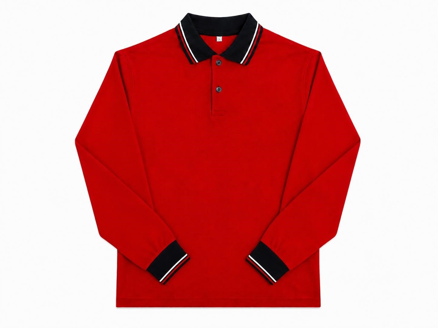 Çocuk Pamuklu Yumuşak Dokulu Polo Yaka Kırmızı Sweatshirt