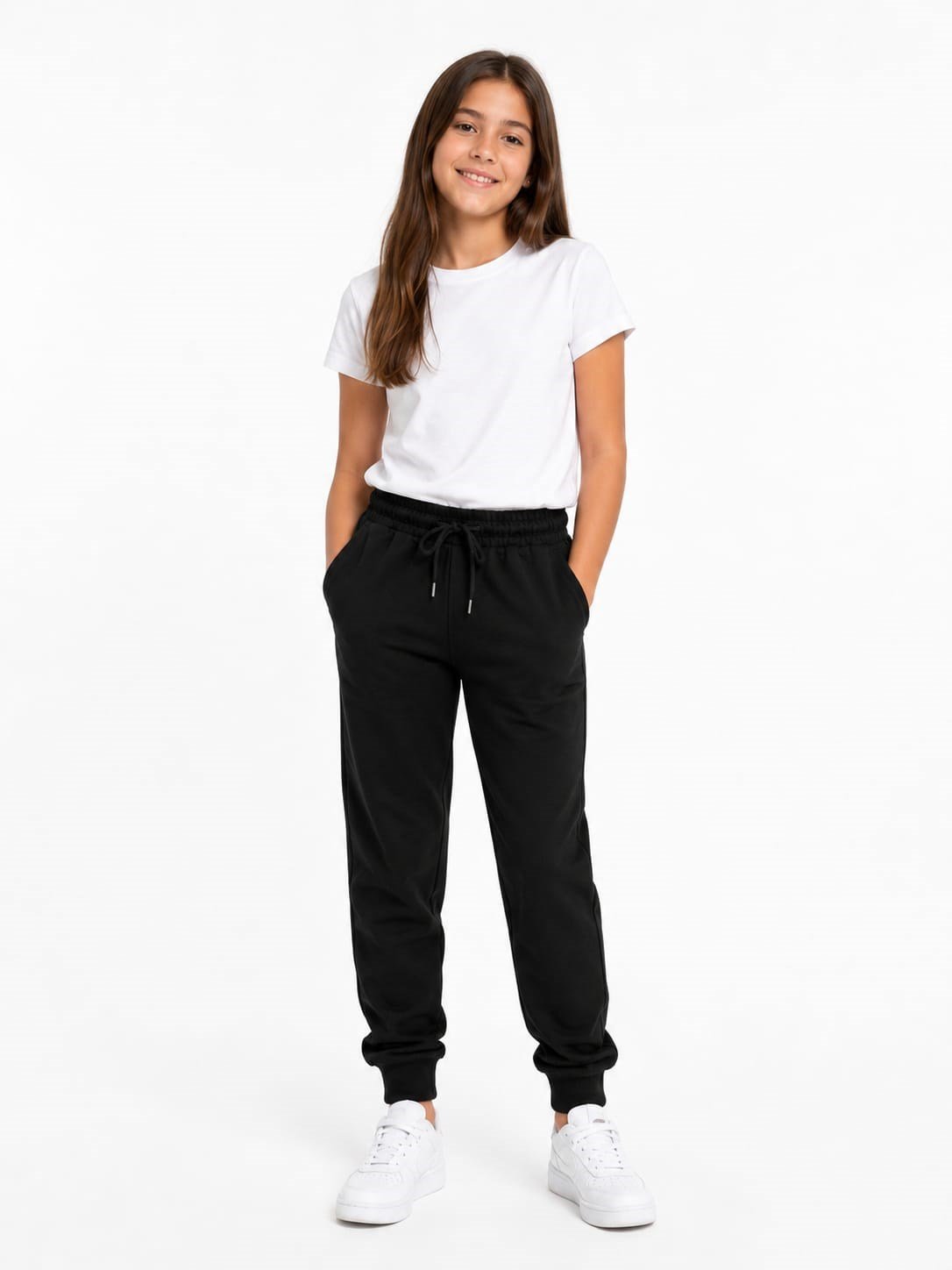 Çocuk, Süper Kalite, Yazlık, 6 - 16 yaş arası, Siyah, Cepli, İki İplik, Compact Kumaş, Lastik Paçalı, Eşofman Altı