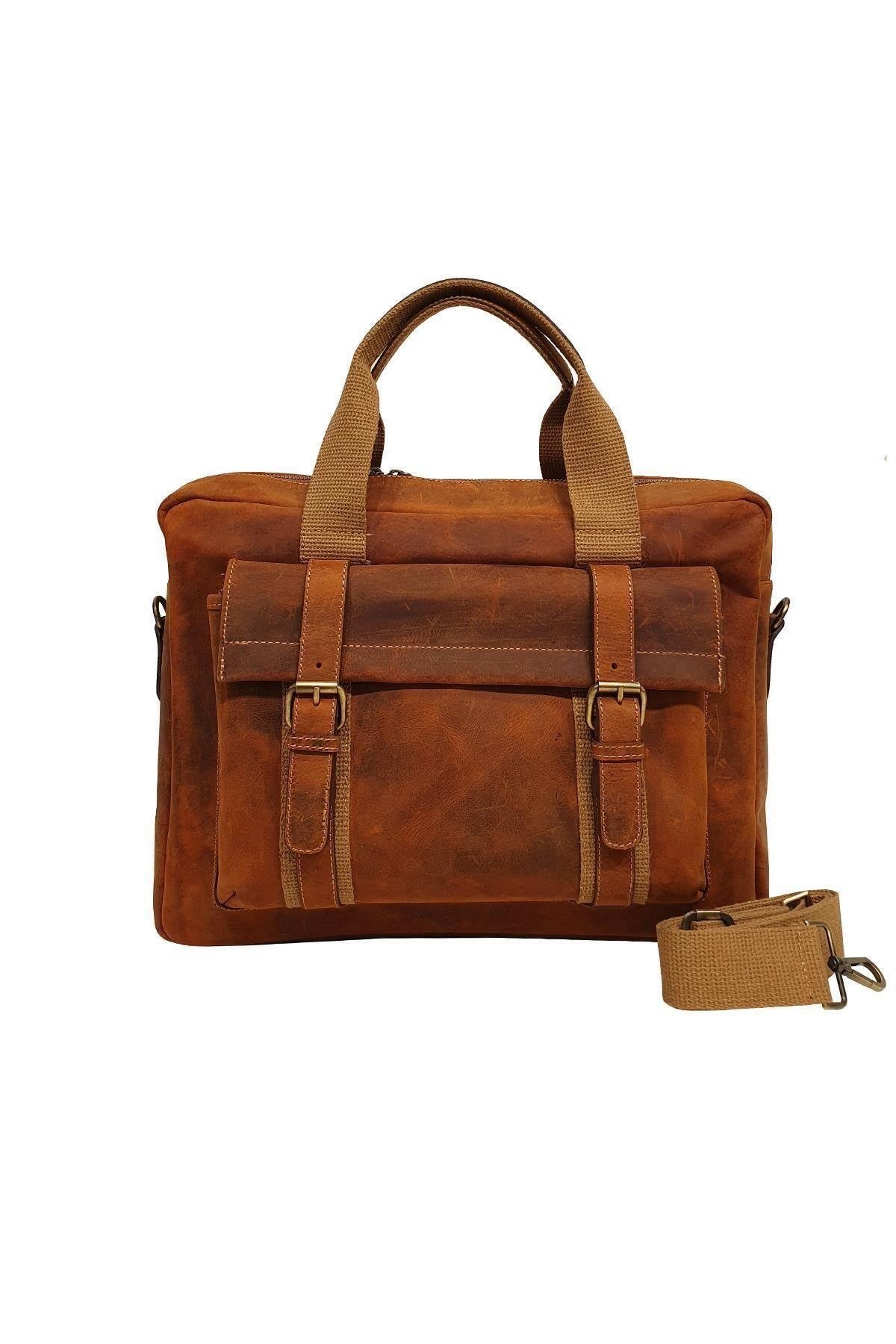 Hakiki Deri Unisex Omuz Askılı Fıstık Yeşili Laptop & Evrak Çantası Gn071963dcr