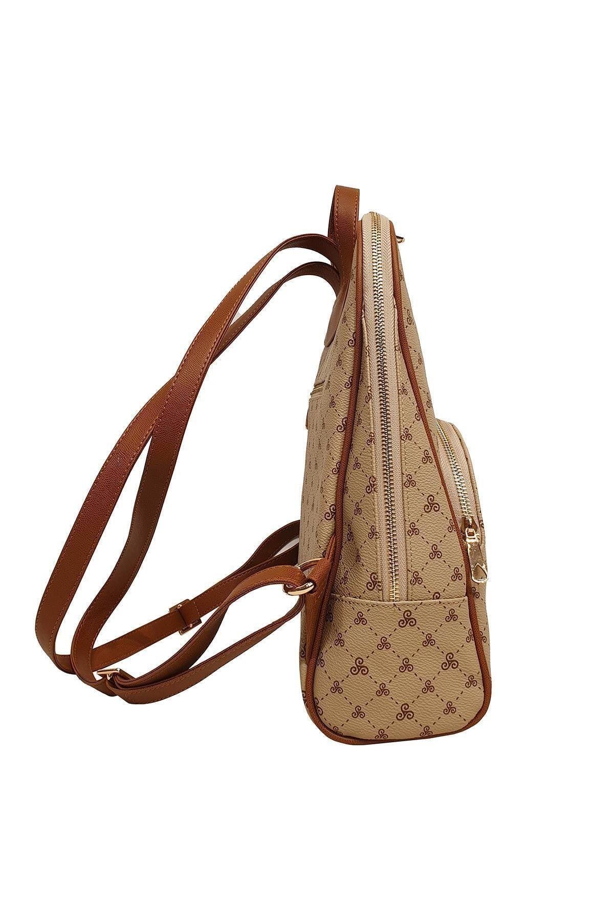 Monogramlı Kadın Sırt Çantası Kahverengi Yc041581slg