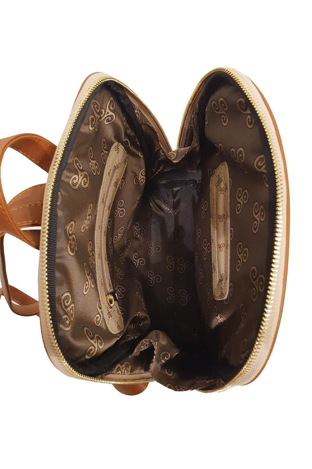 Monogramlı Kadın Sırt Çantası Kahverengi Yc041581slg