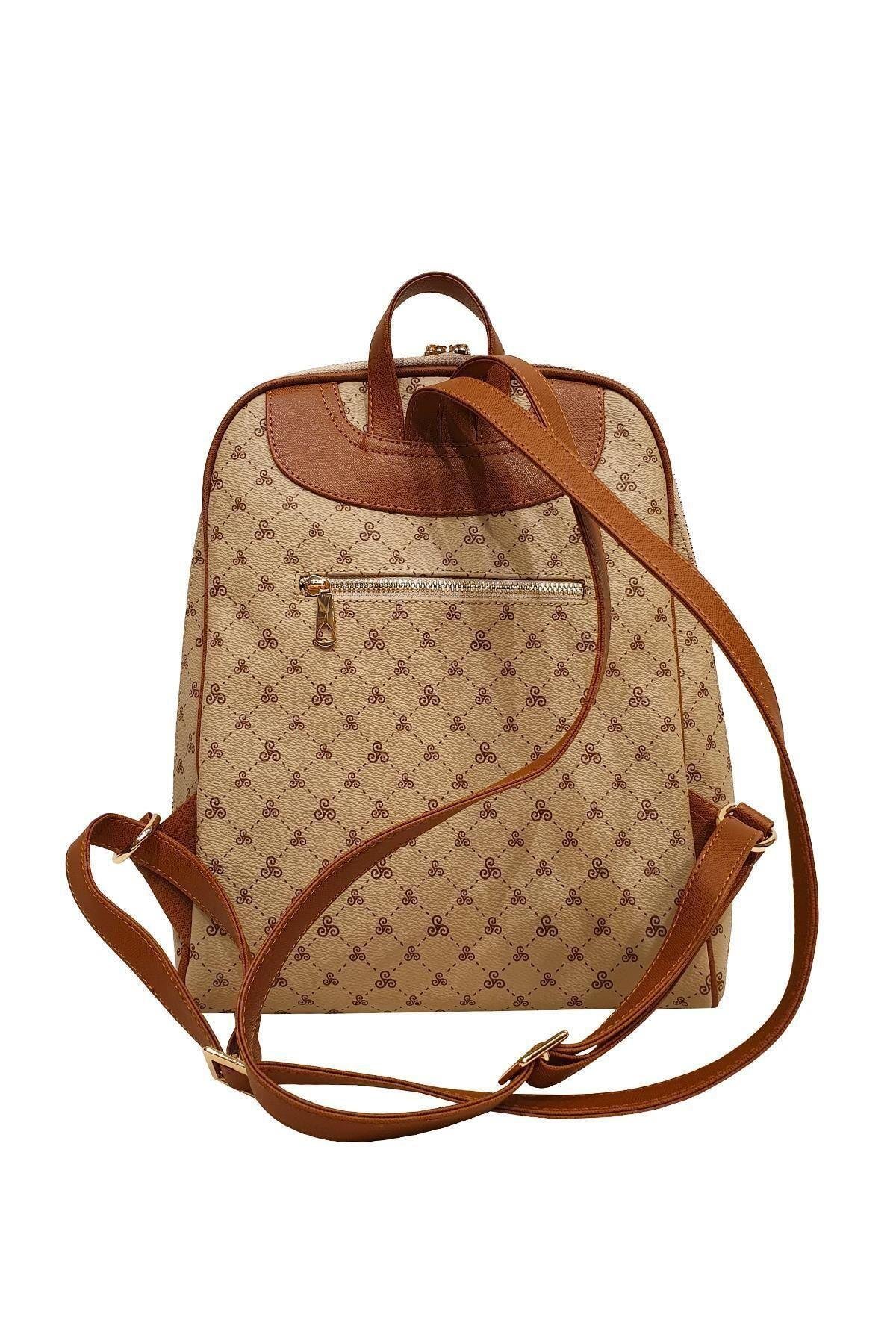 Monogramlı Kadın Sırt Çantası Kahverengi Yc041581slg