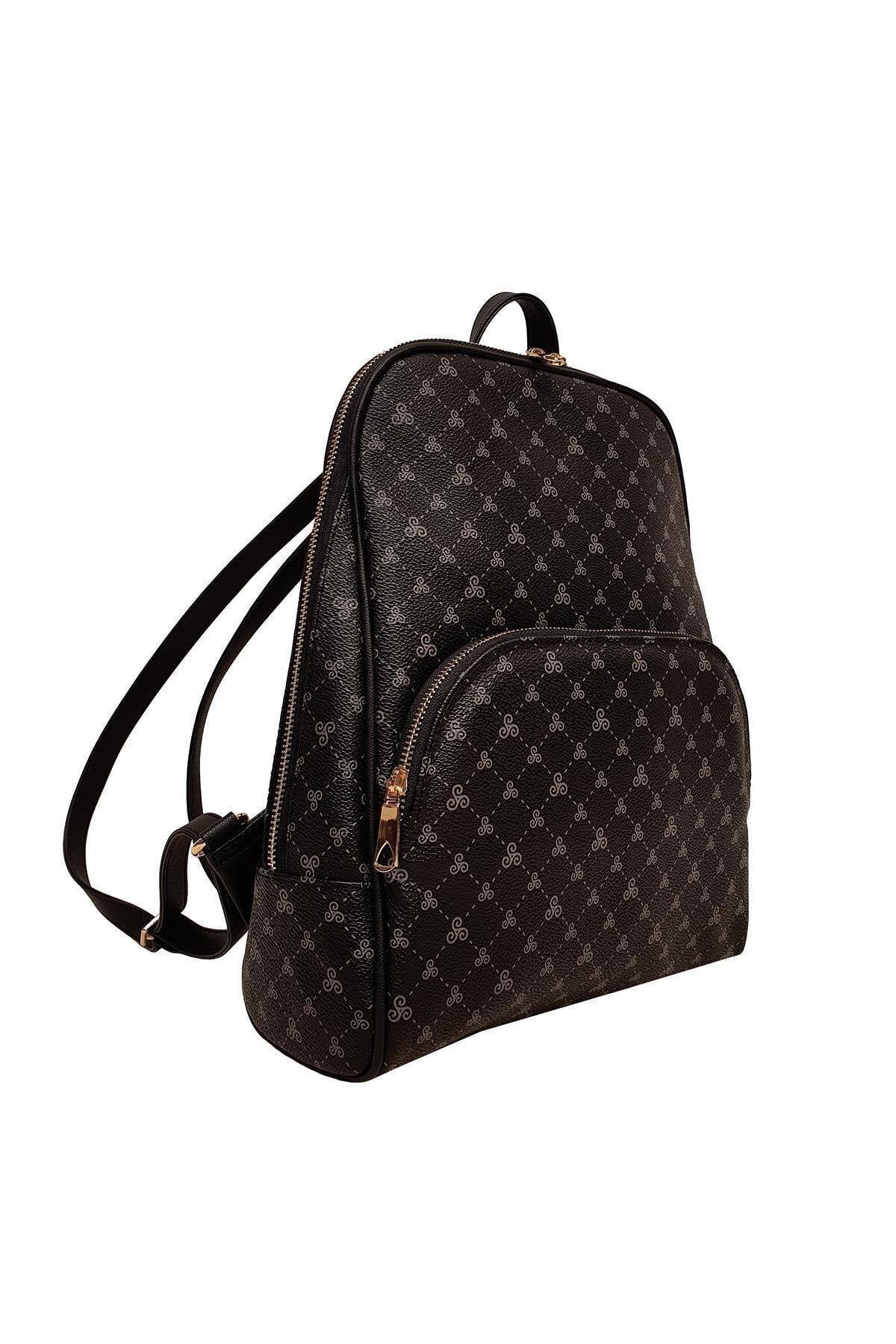 Monogramlı Kadın Sırt Çantası Kahverengi Yc041581slg