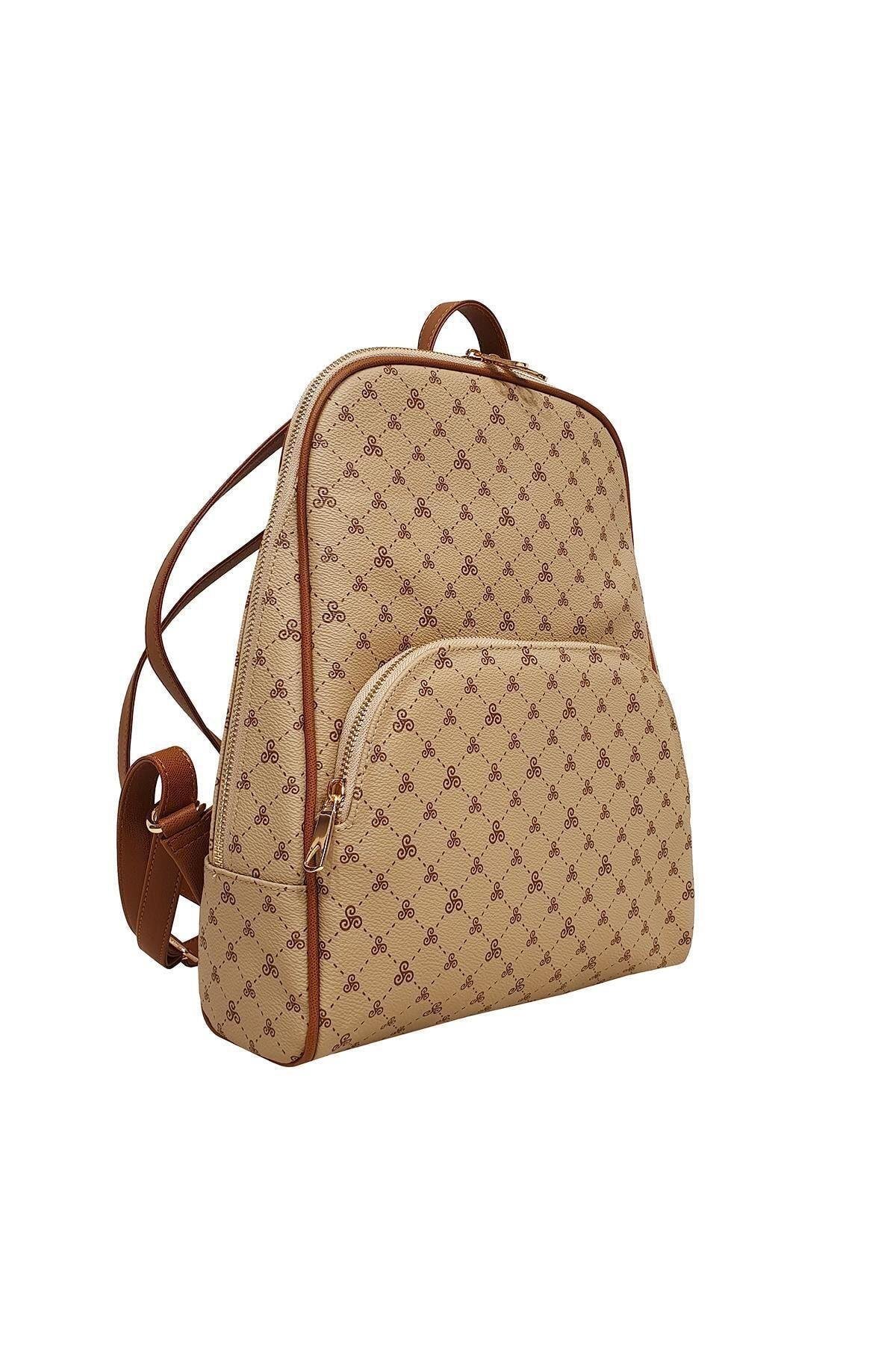 Monogramlı Kadın Sırt Çantası Kahverengi Yc041581slg