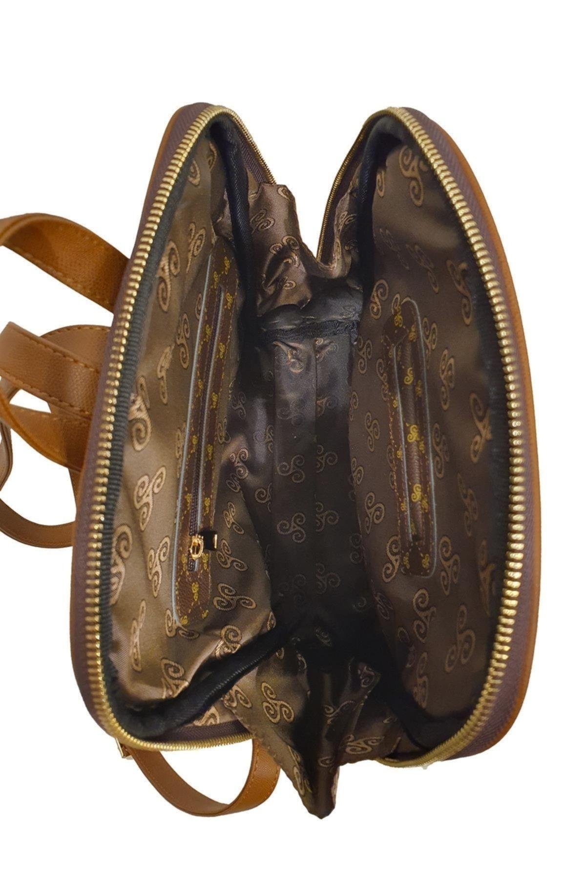 Monogramlı Kadın Sırt Çantası Kahverengi Yc041581slg