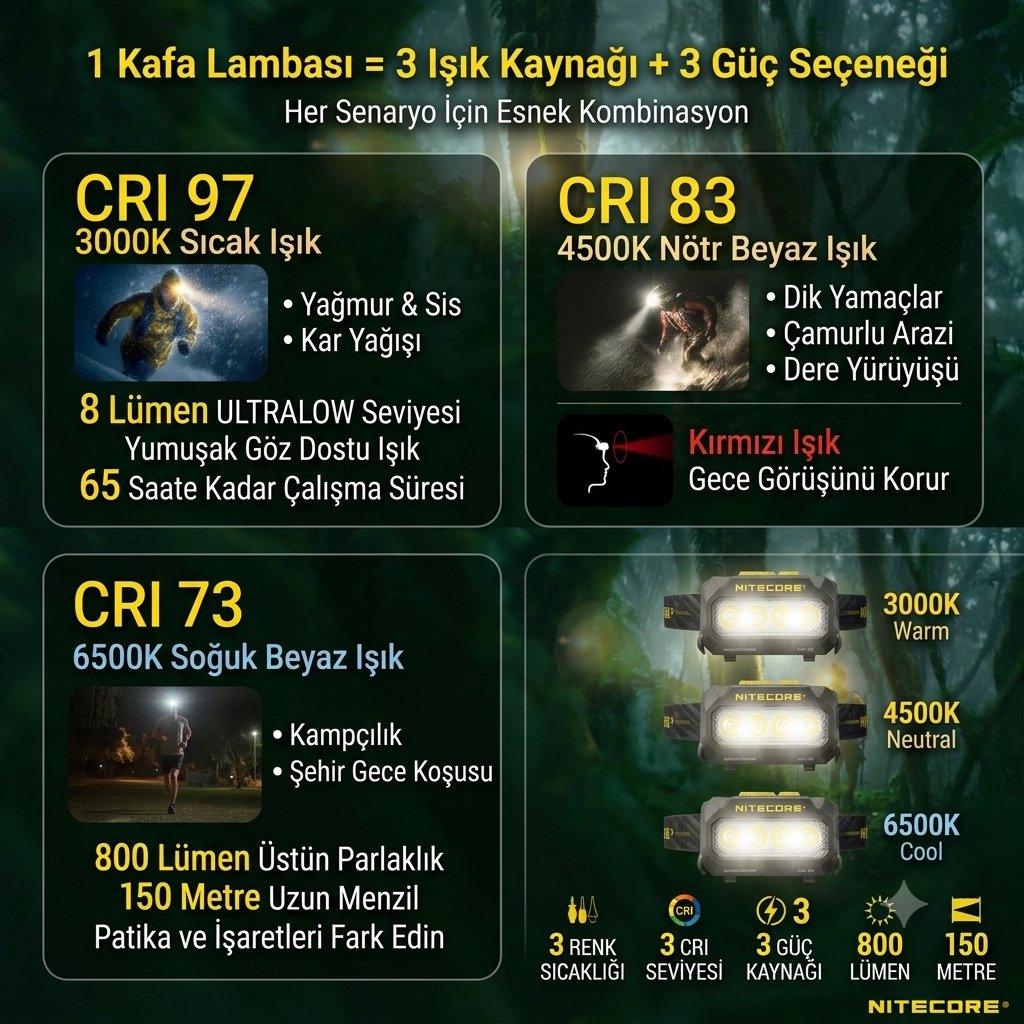 NITECORE HA27UHE 800 LUMEN KAFA FENERI