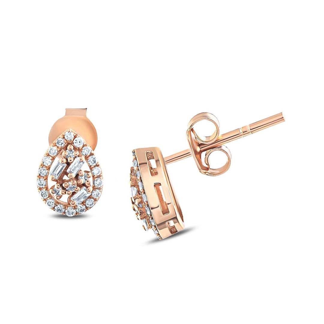 0.30 Karat Baget Tasarım Pırlanta Küpe