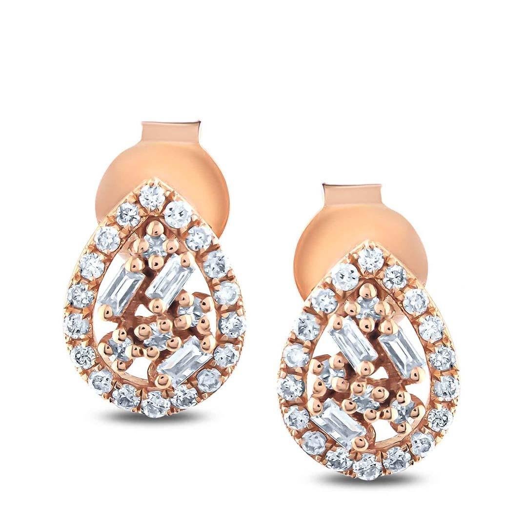 0.30 Karat Baget Tasarım Pırlanta Küpe