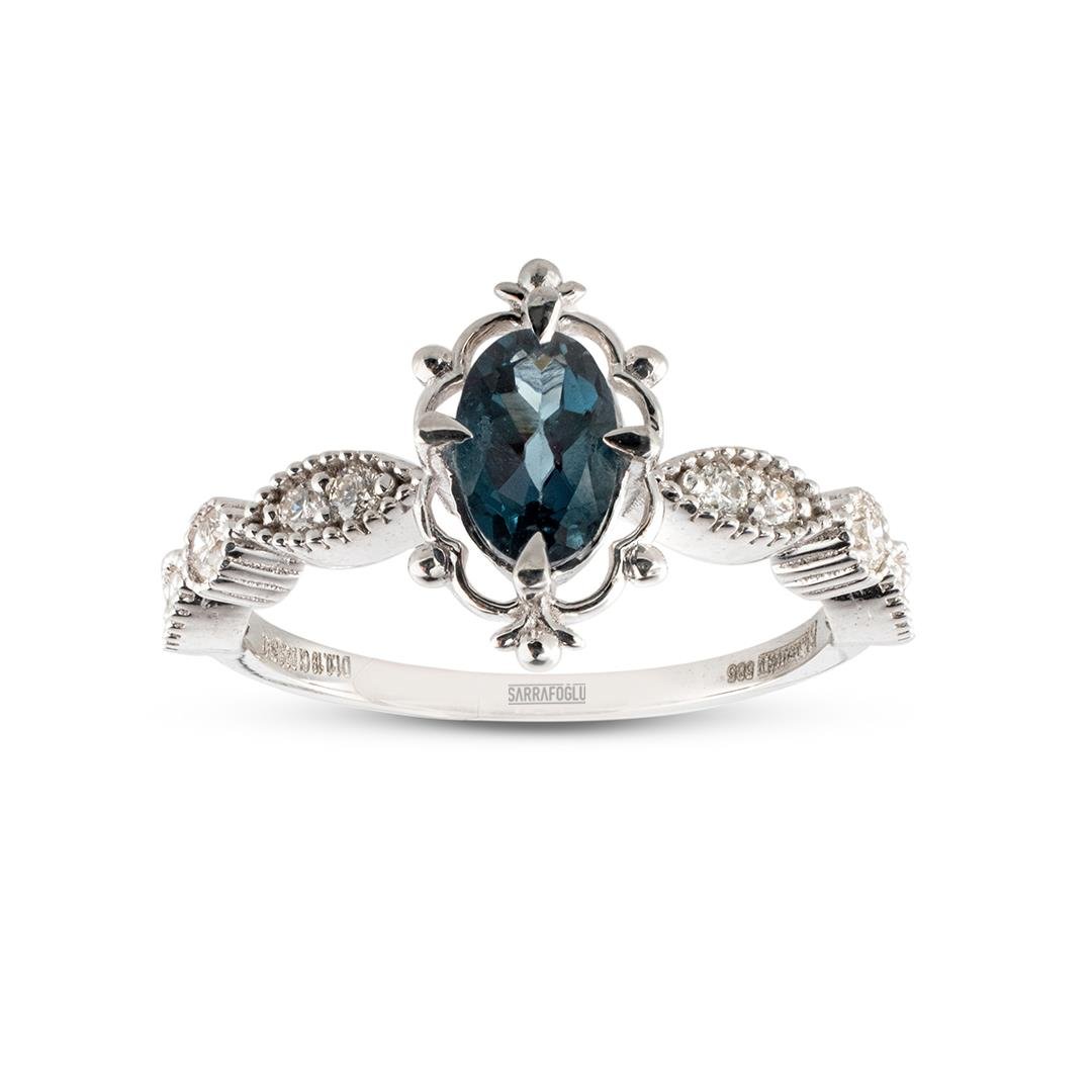 0.69 Karat Renkli Taşlı Retro Yüzük