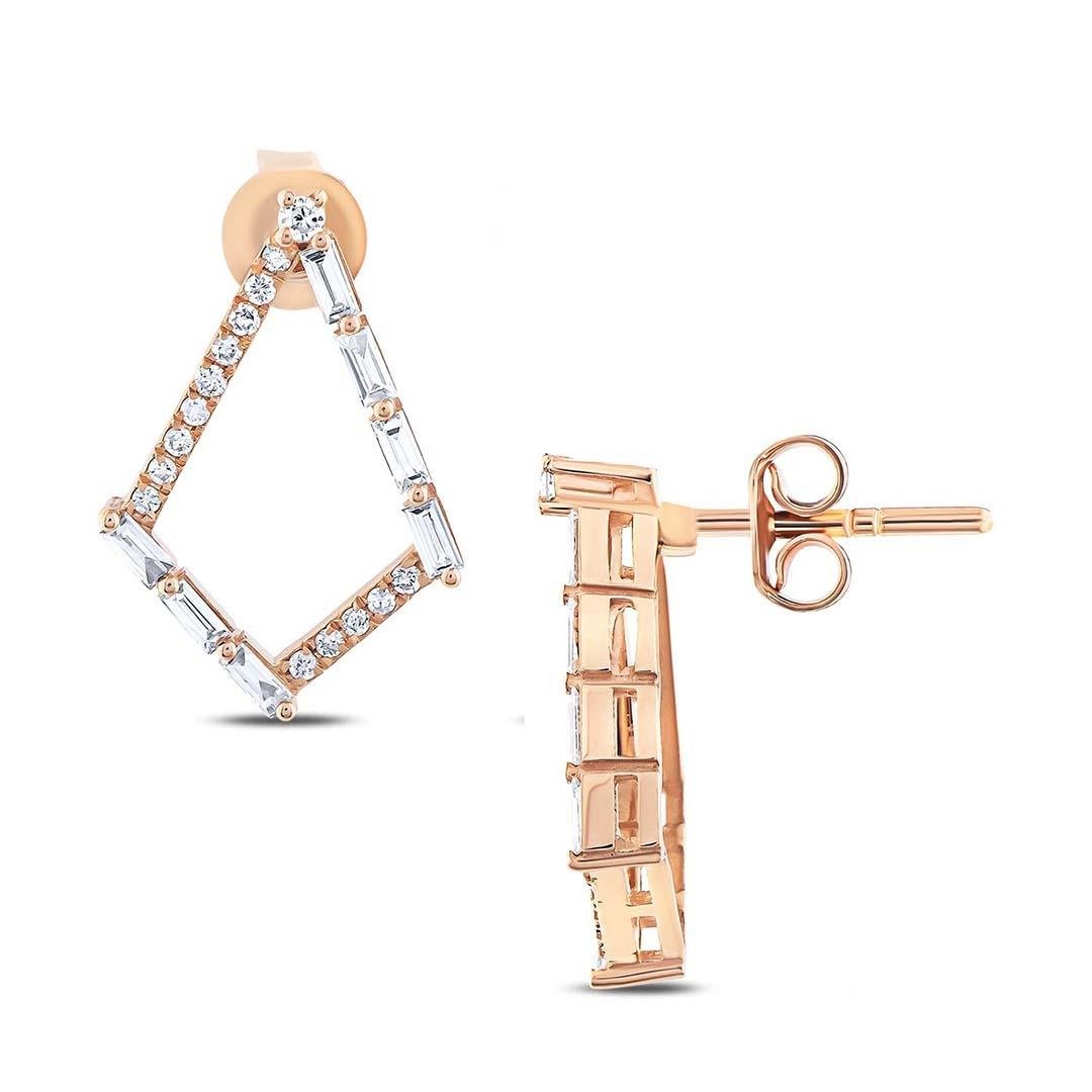 0.45 Karat Baget Tasarım Pırlanta Küpe