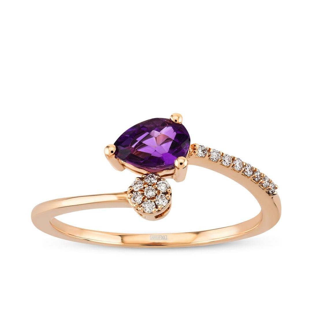 0.35 Karat Renkli Taşlı Tasarım Yüzük