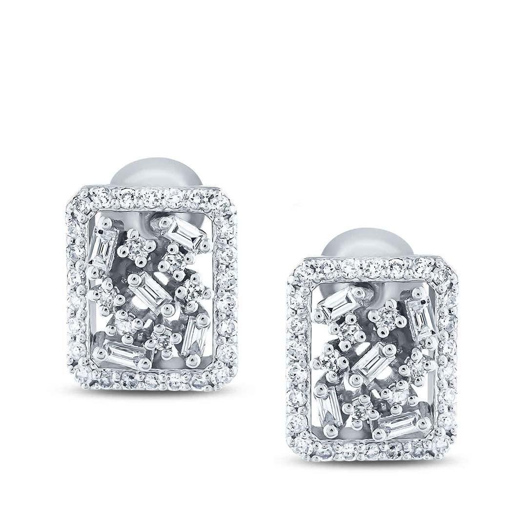 0.40 Karat Baget Tasarım Pırlanta Küpe