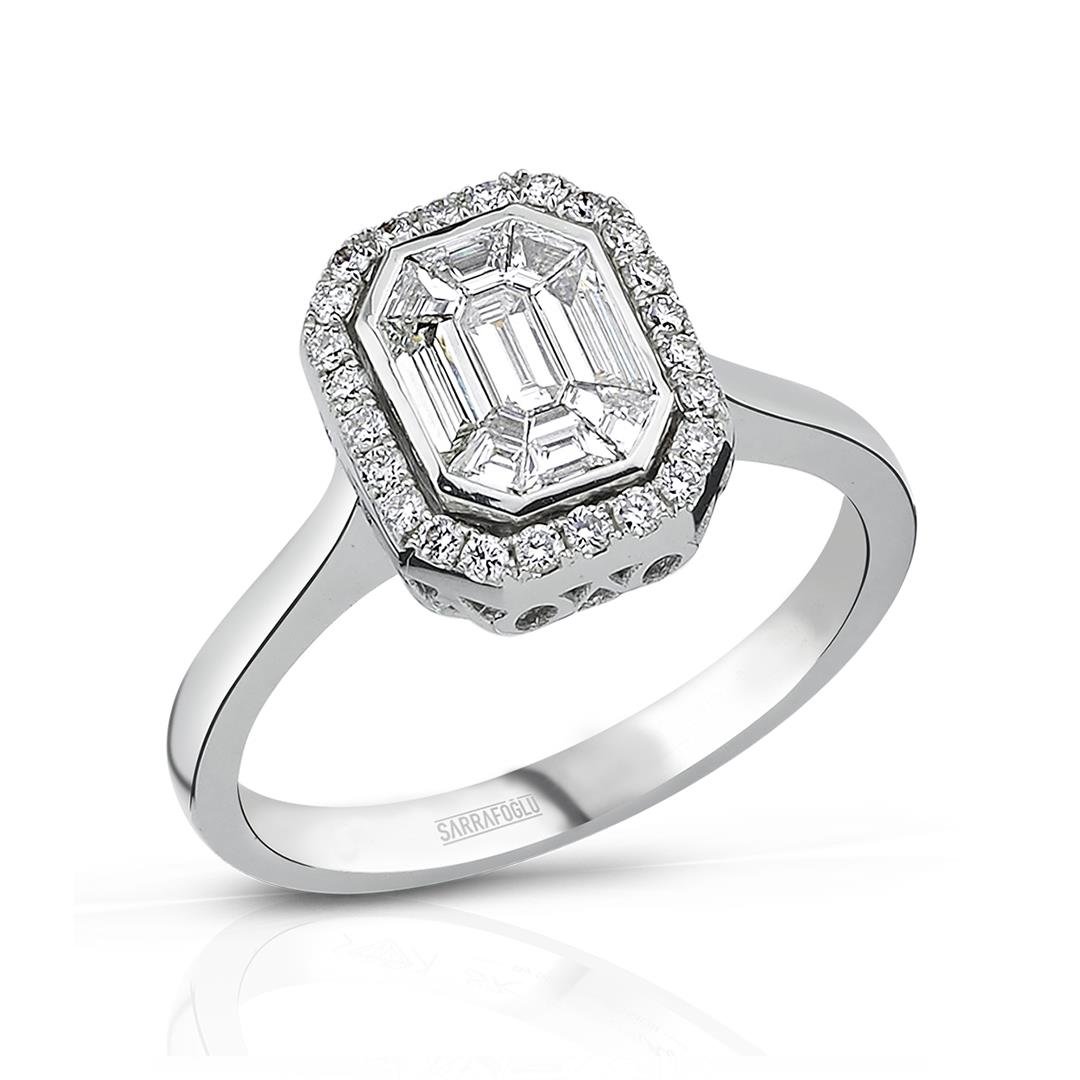 0.69 Karat Baget Taşlı Tasarım Yüzük