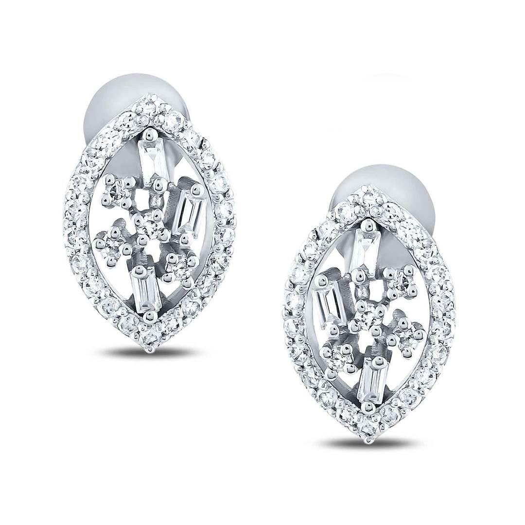 0.30 Karat Baget Tasarım Pırlanta Küpe